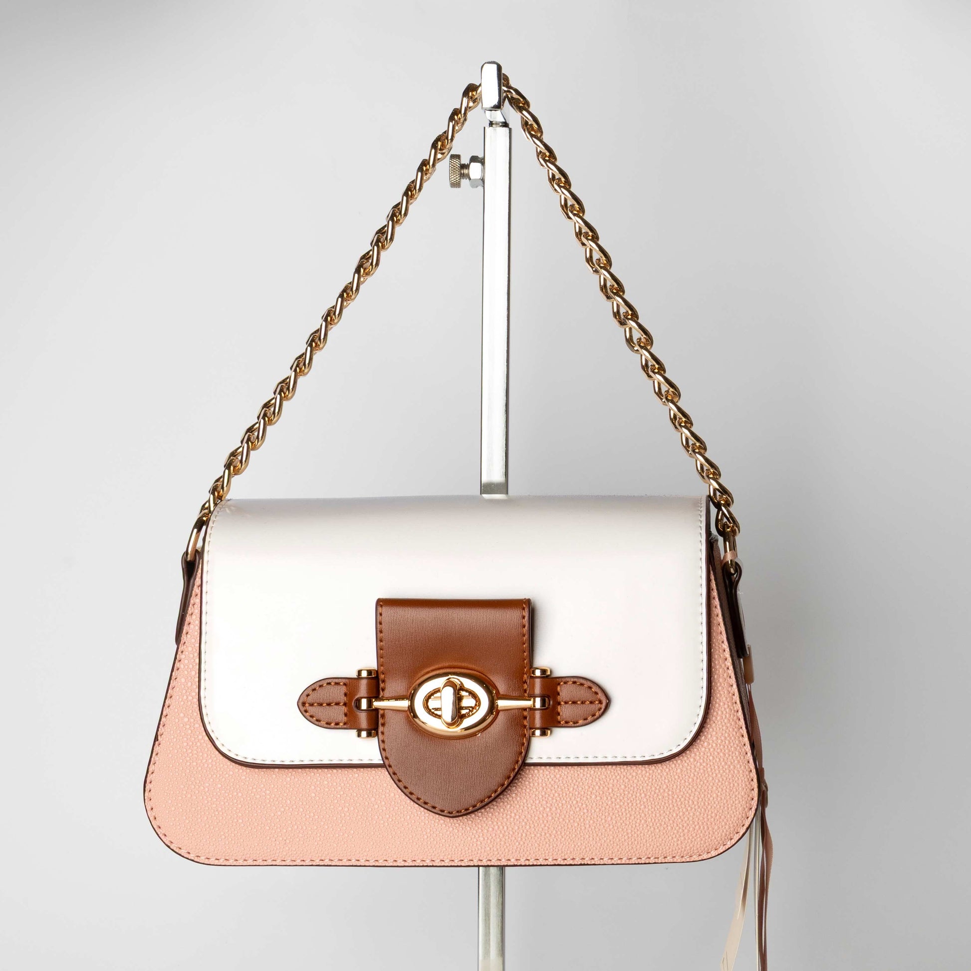 Borsa a Spalla Bicolor con Catena
