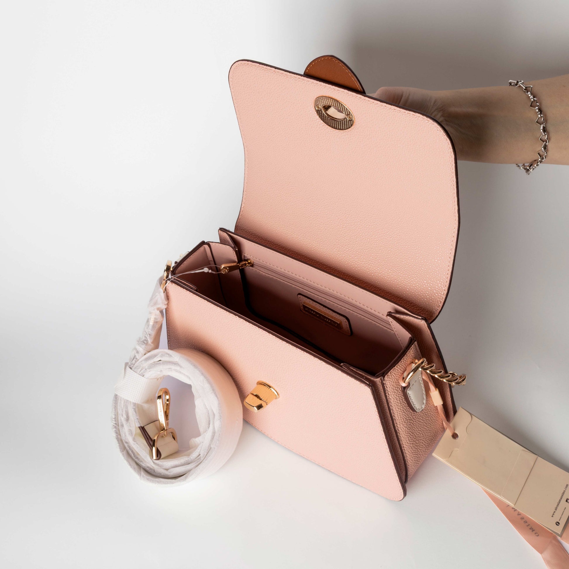 Borsa a Spalla Bicolor con Catena