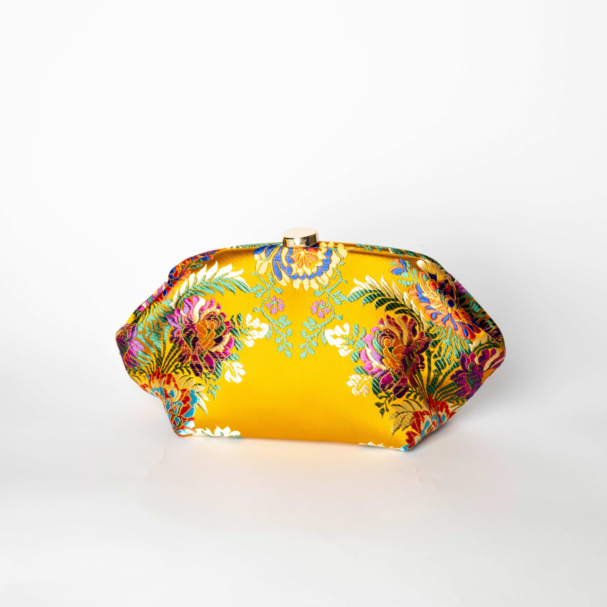 Pochette Gialla Broccata Floreale
