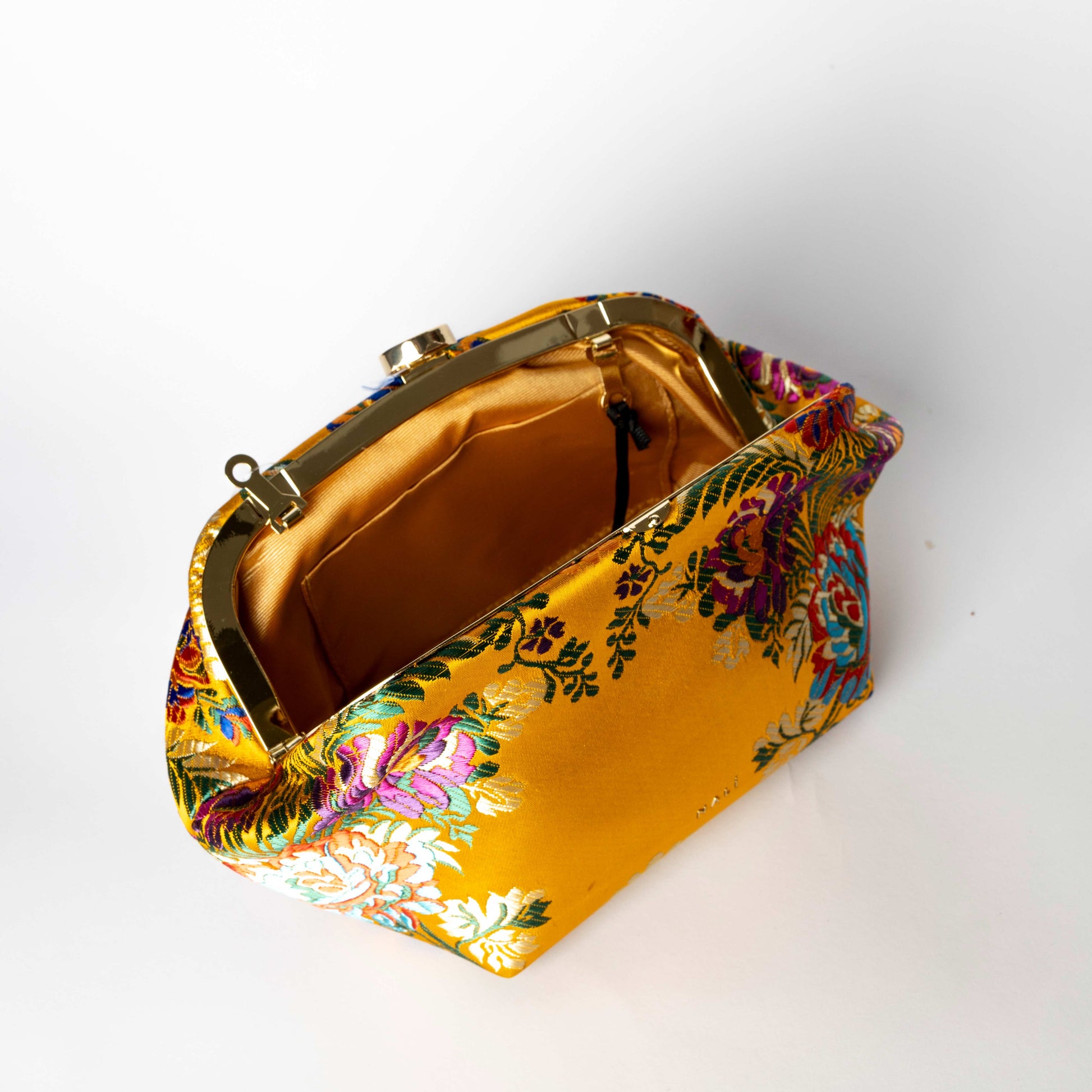 Pochette Gialla Broccata Floreale