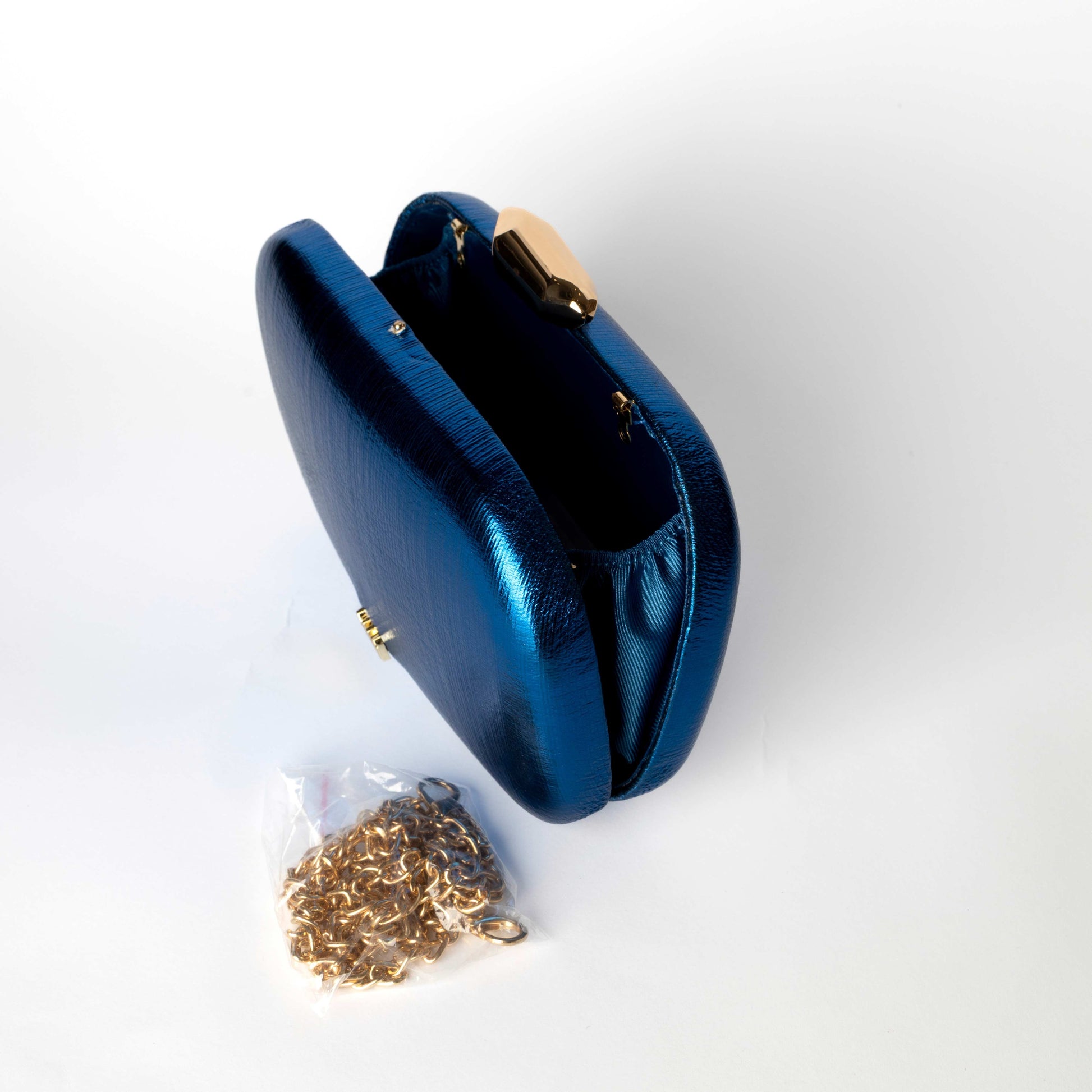 Pochette Rigida Blu Metallizzato Nali