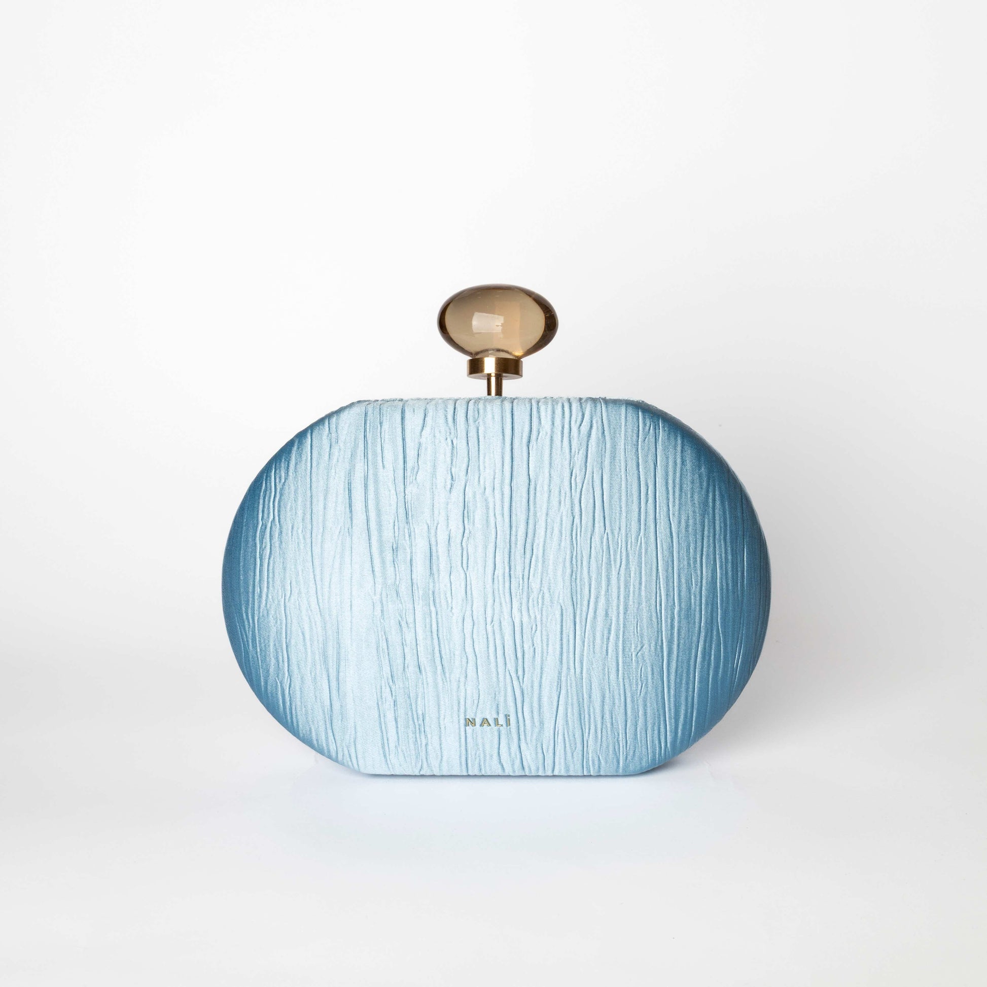 Pochette Rotonda Azzurra con Chiusura a Sfera