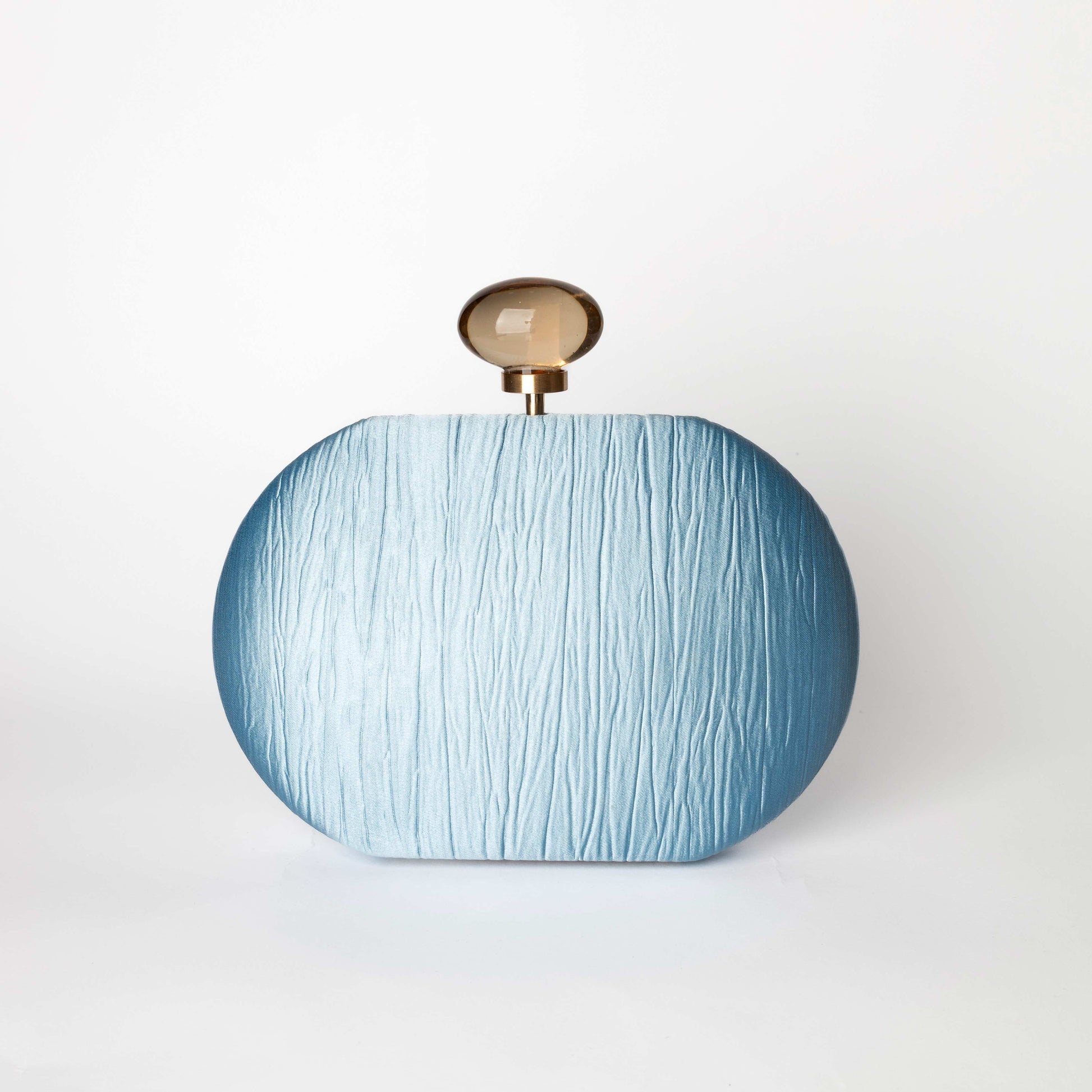 Pochette Rotonda Azzurra con Chiusura a Sfera