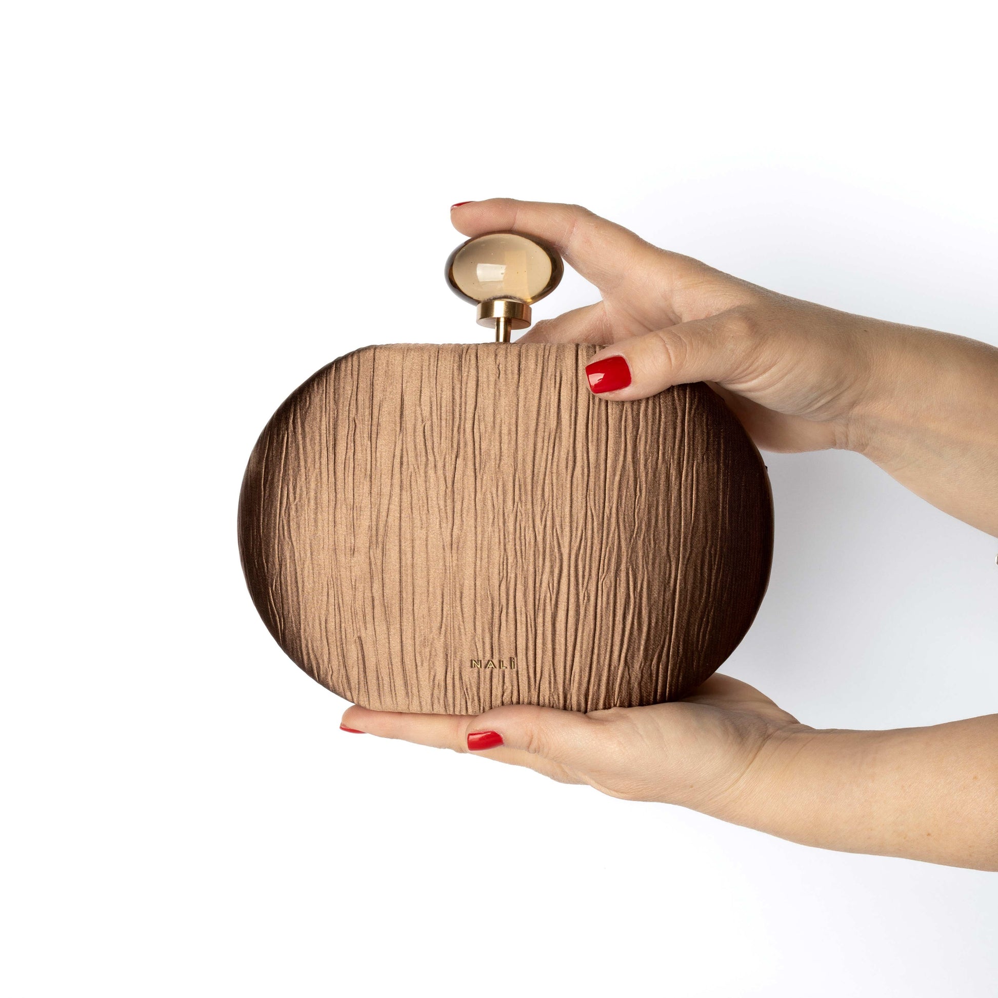 Pochette Rotonda Bronzo con Chiusura a Sfera