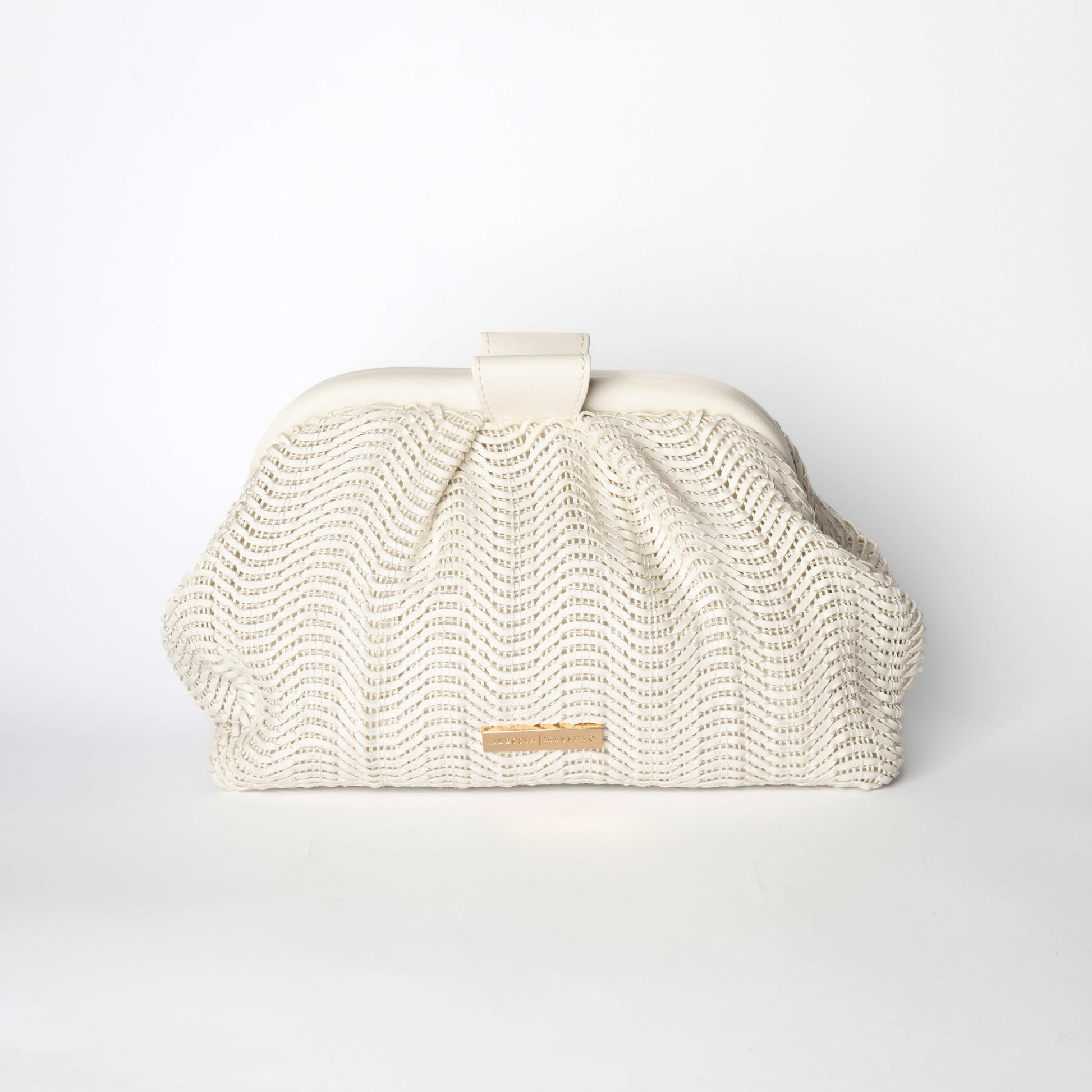 Borsa Elegante Bianco Panna con Trama Intrecciata - Alessia Massimo