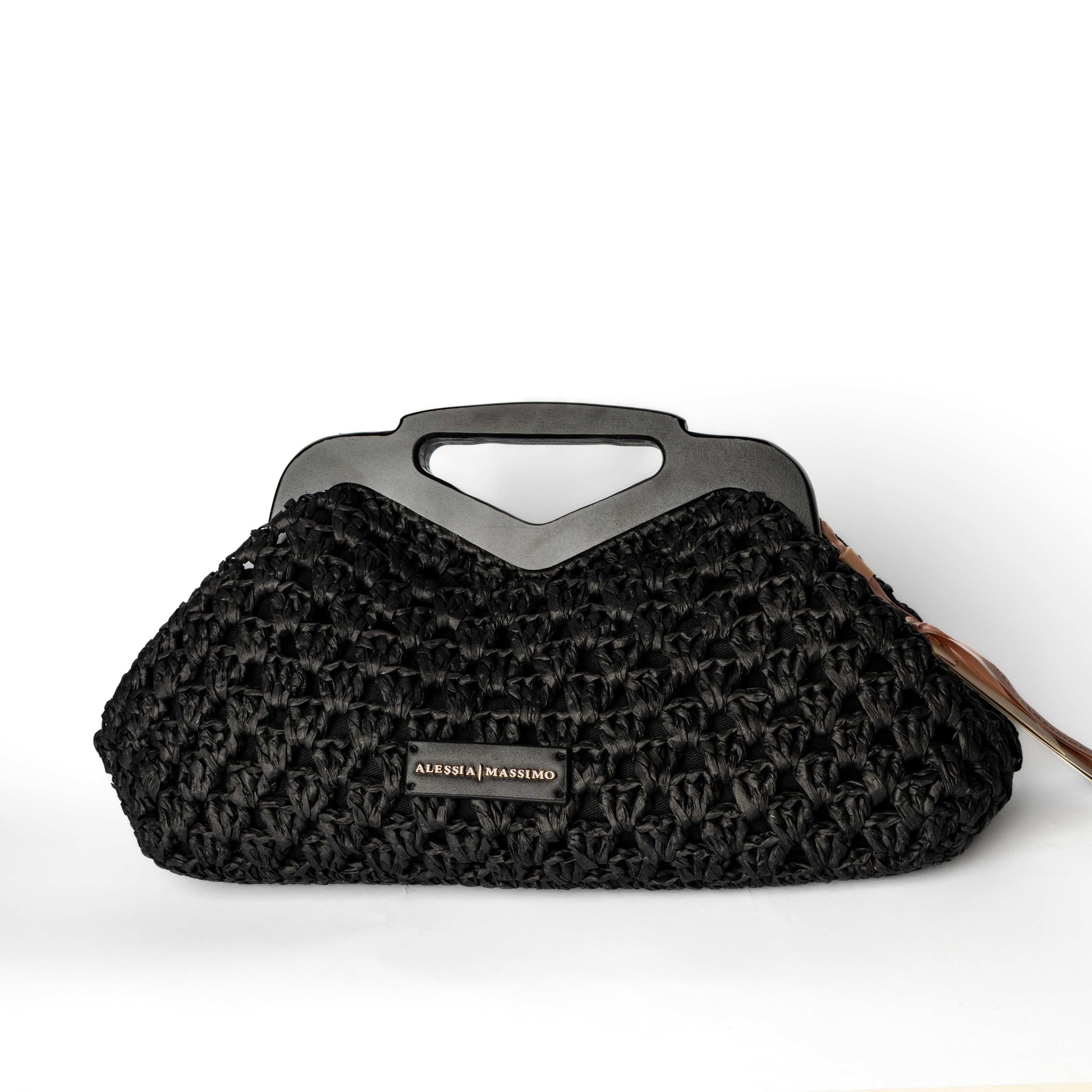 Borsa Nera Intrecciata con Manico Rigido - Alessia Massimo