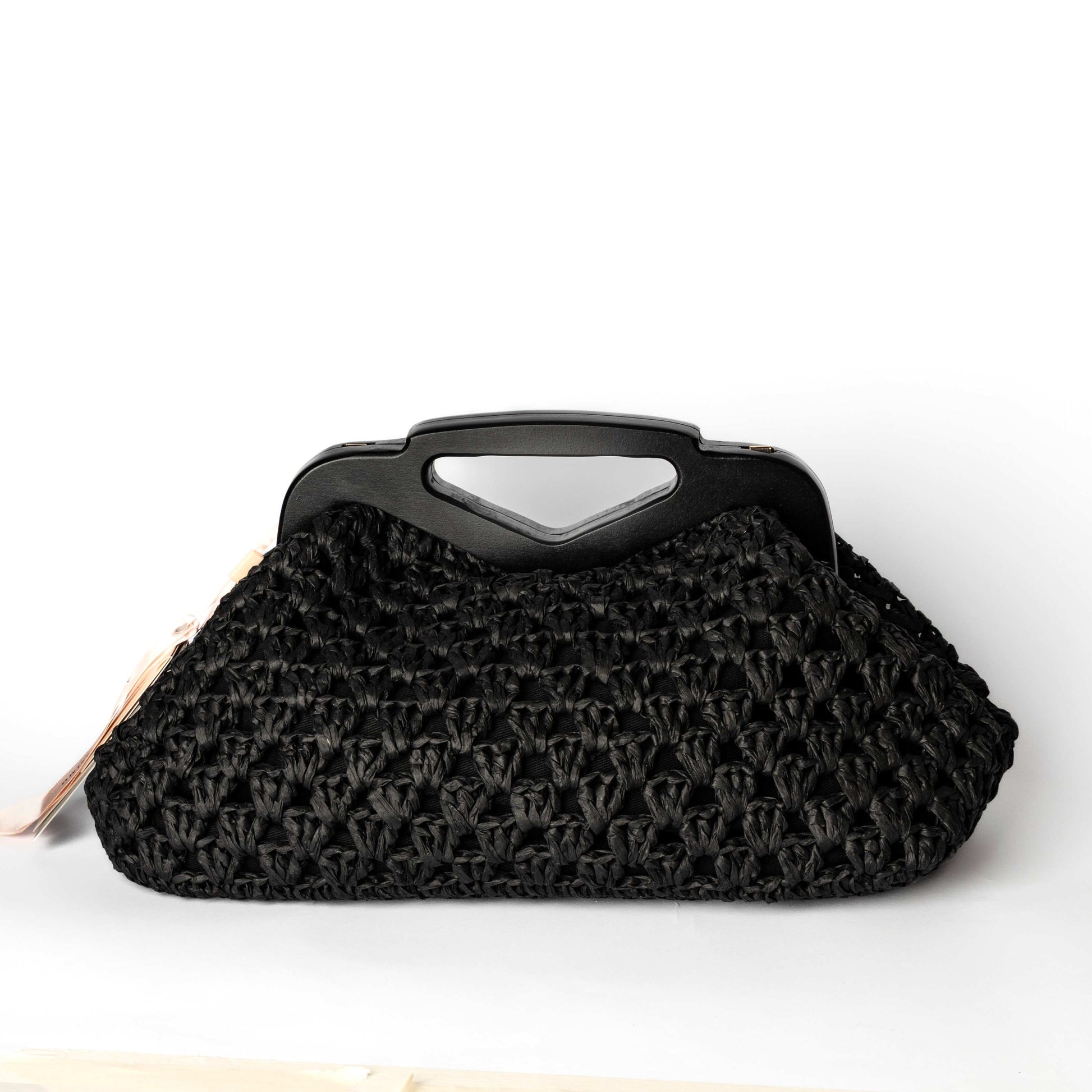 Borsa Nera Intrecciata con Manico Rigido - Alessia Massimo