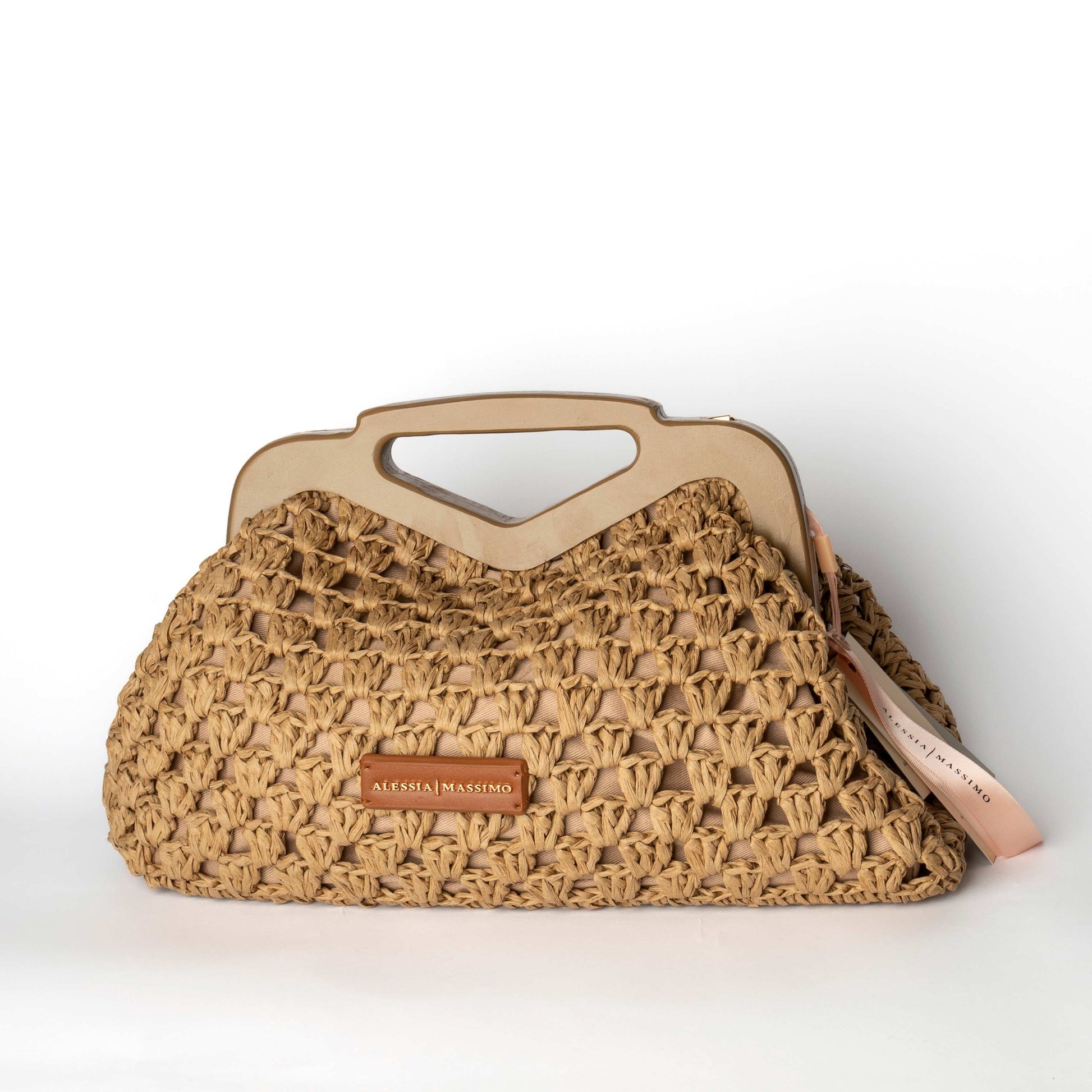 Borsa Intrecciata Beige con Manico Rigido - Alessia Massimo