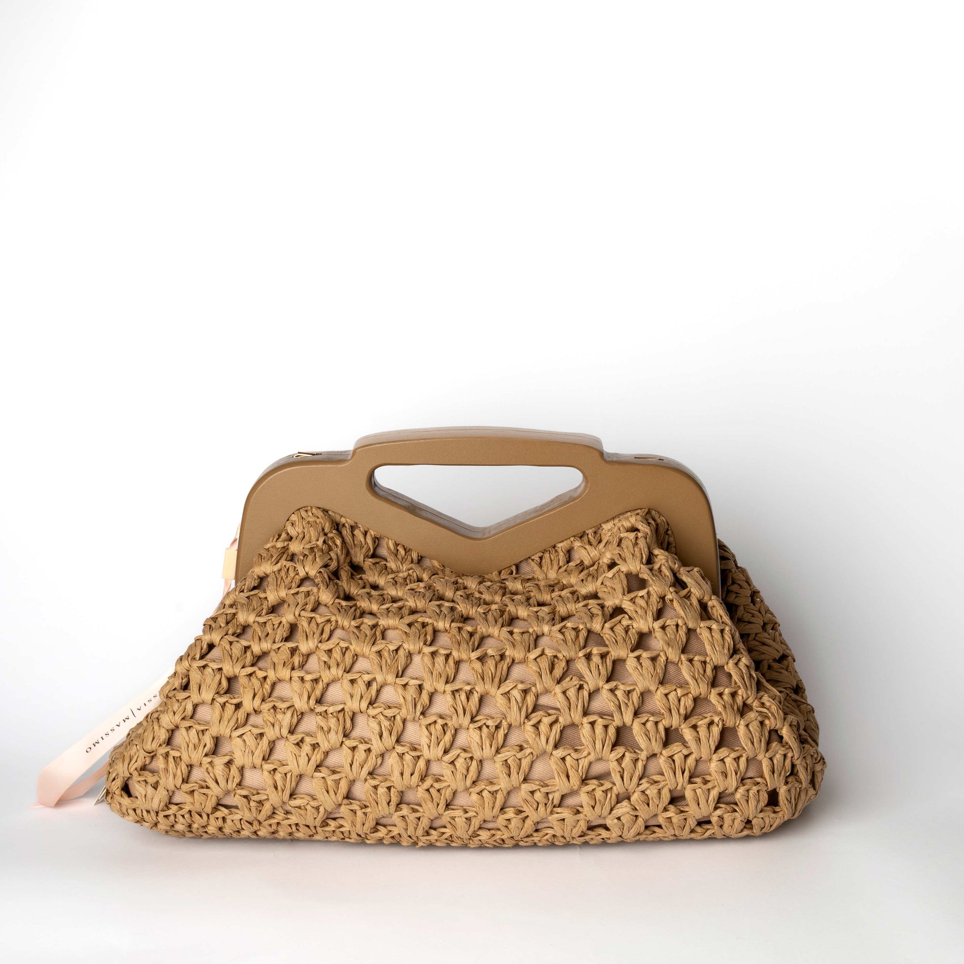 Borsa Intrecciata Beige con Manico Rigido - Alessia Massimo