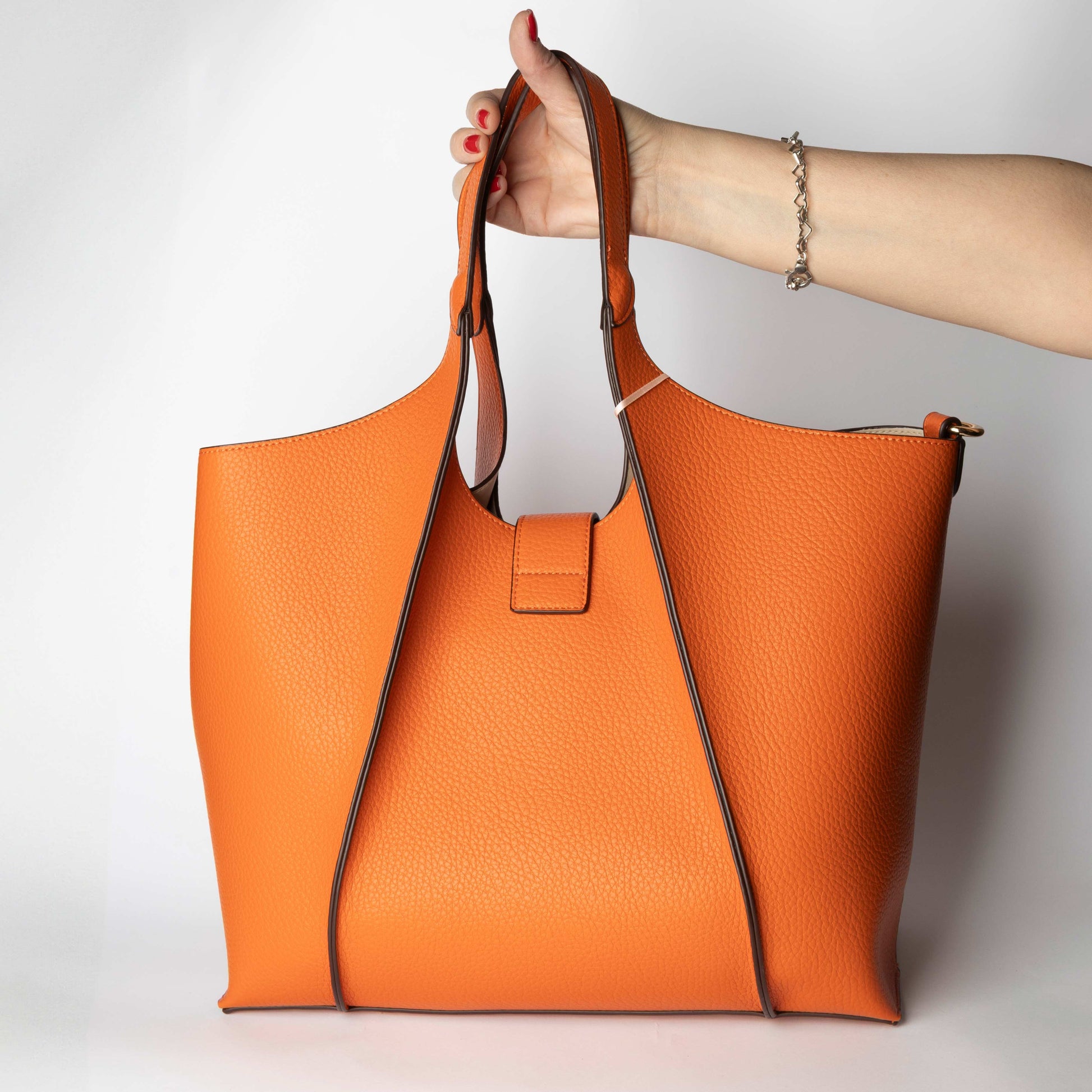 Borsa Shopper Arancione in Ecopelle