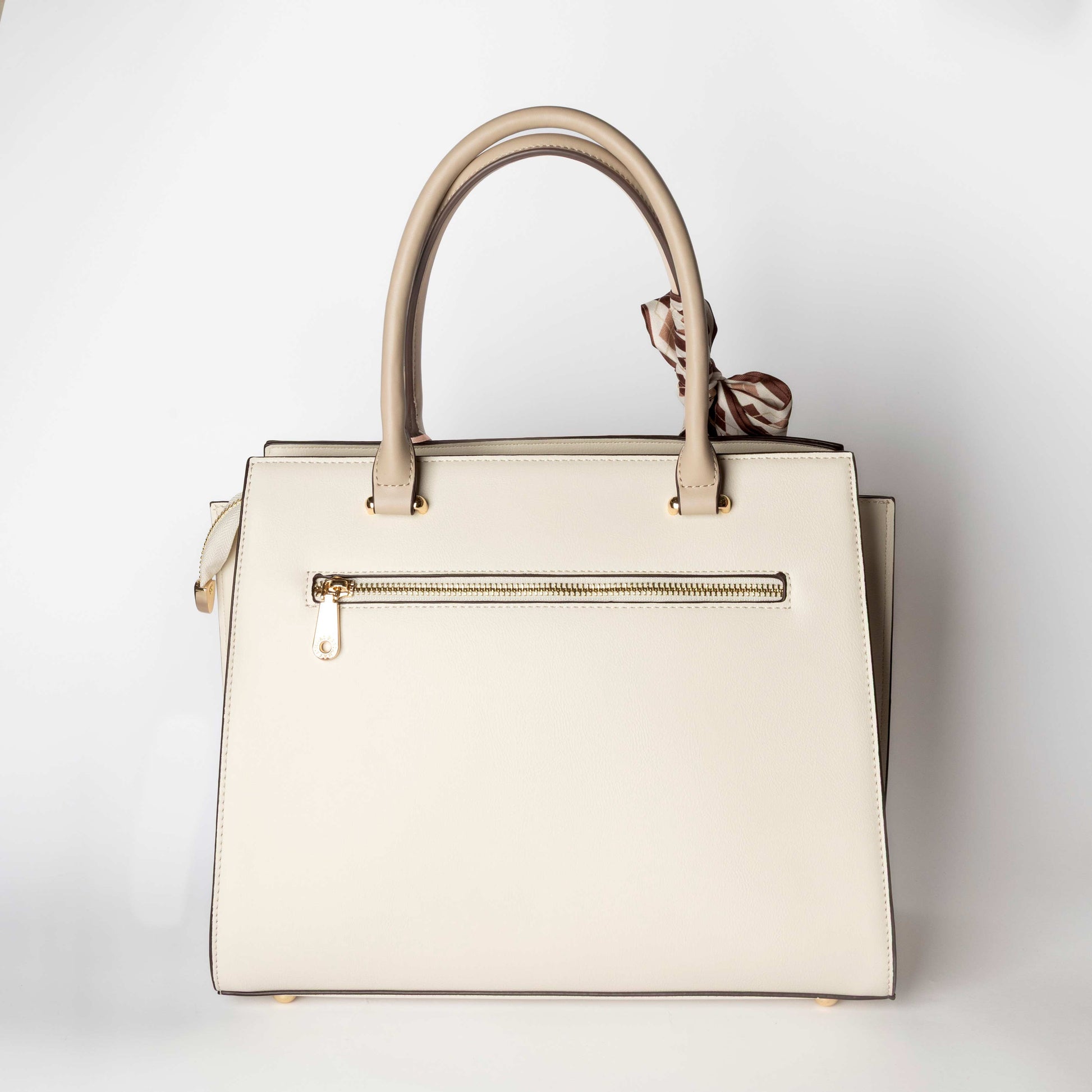 Borsa a Mano Beige con Foulard