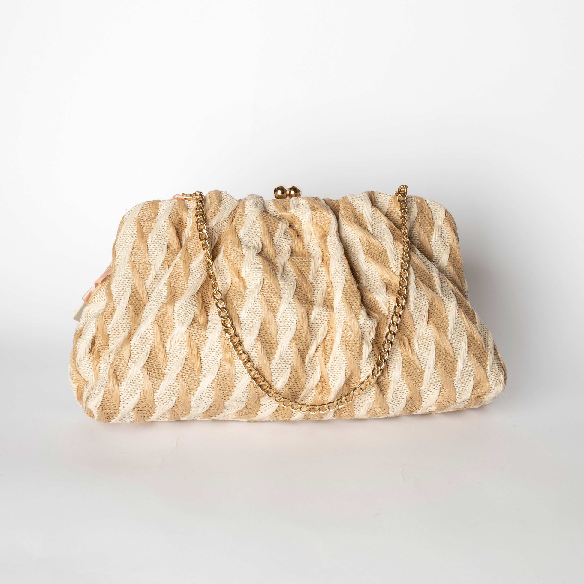 Borsa Clutch Intrecciata Beige