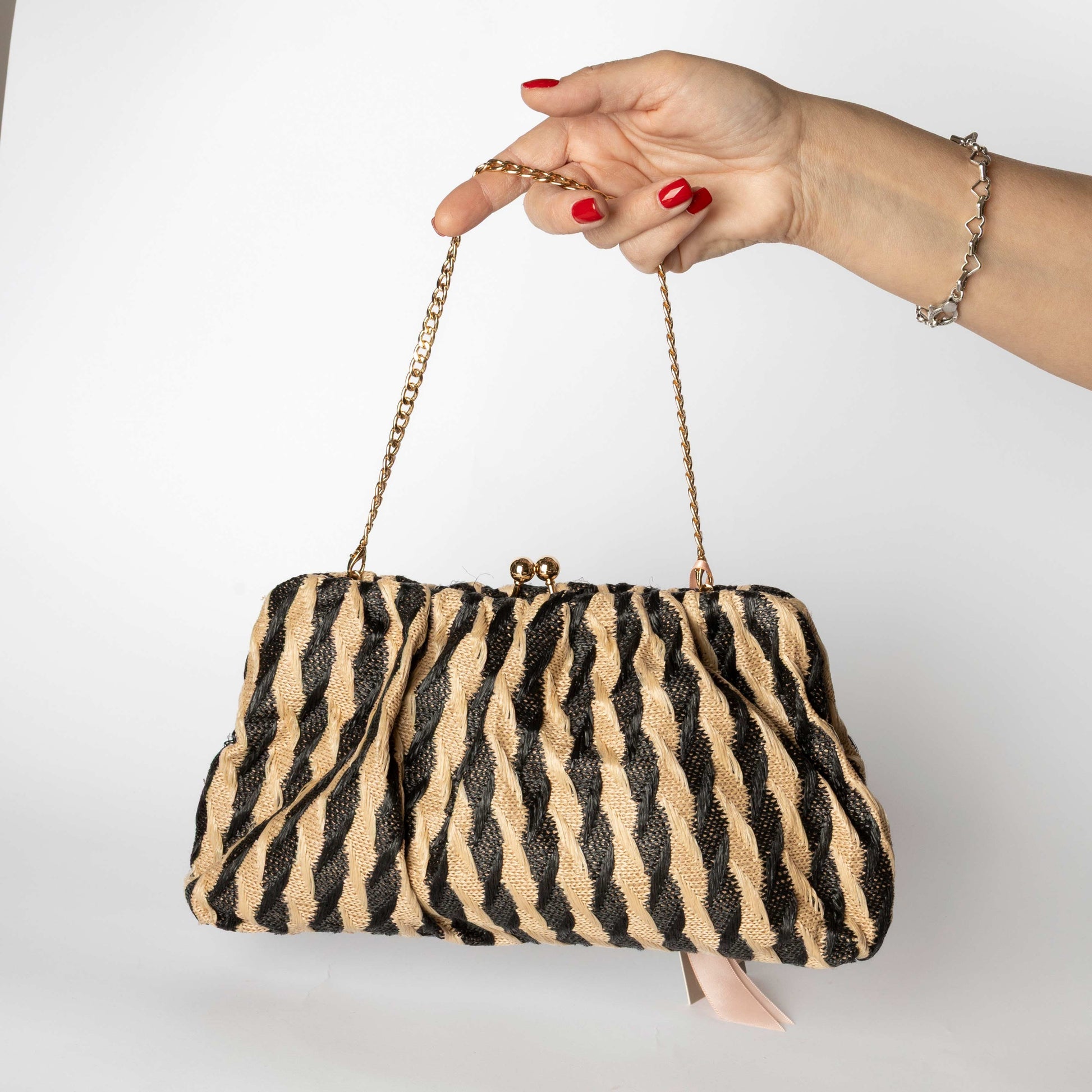Borsa Clutch Intrecciata Zebra
