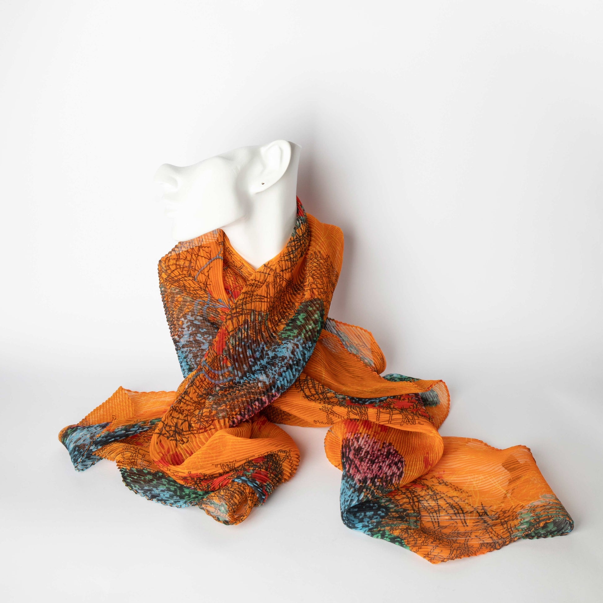 Foulard Plissé Arancione Multicolor