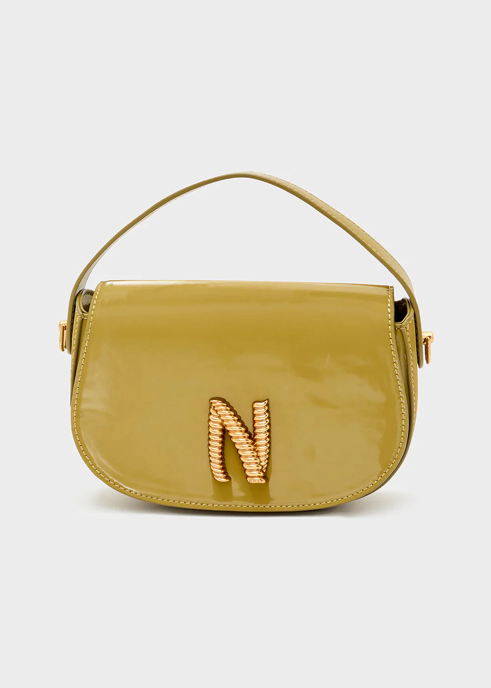 Borsetta in vernice verde oliva Nalì