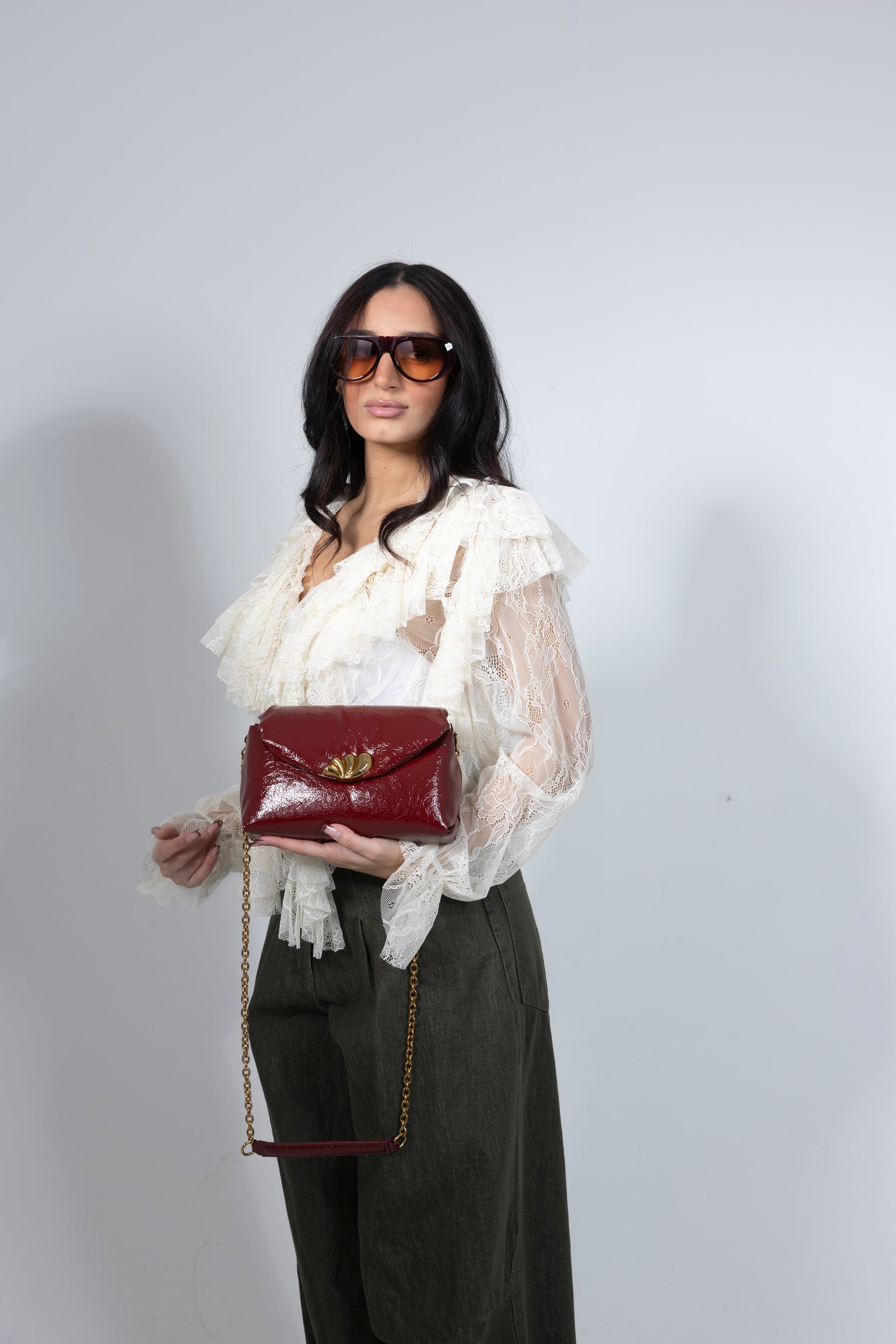 Borsa vernice burgundy Nalì