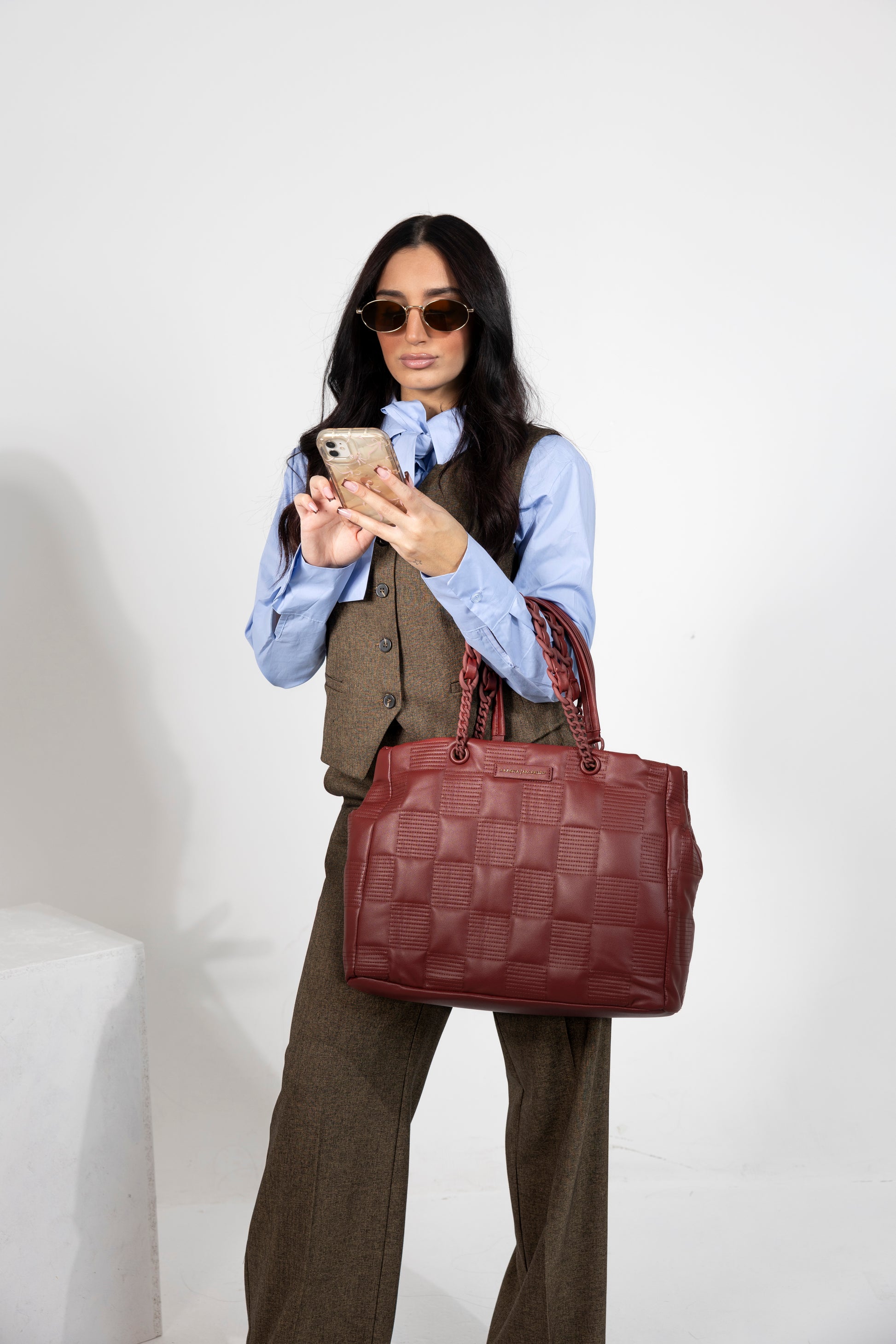 Borsa a spalla burgundy Alessia Massimo