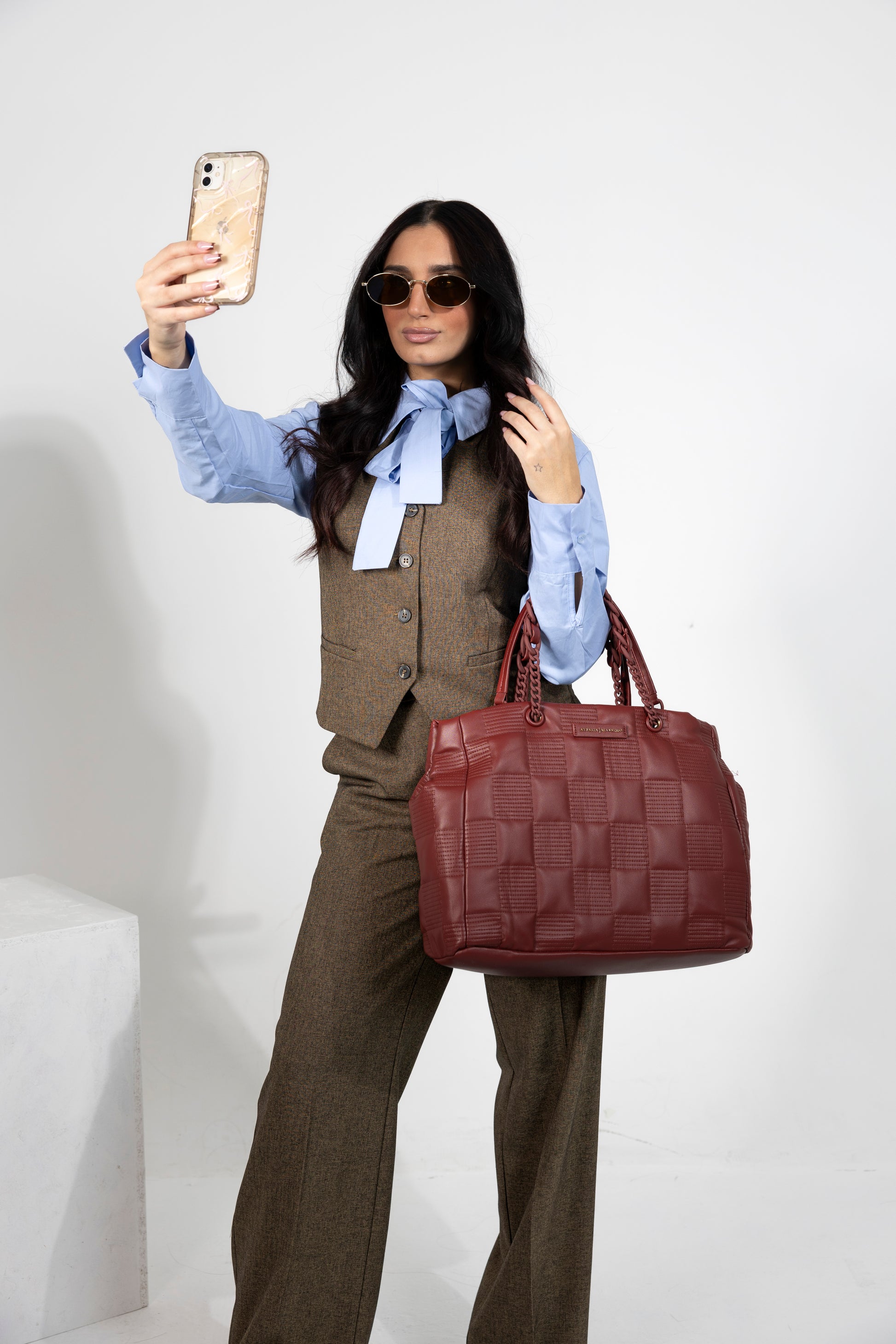 Borsa a spalla burgundy Alessia Massimo