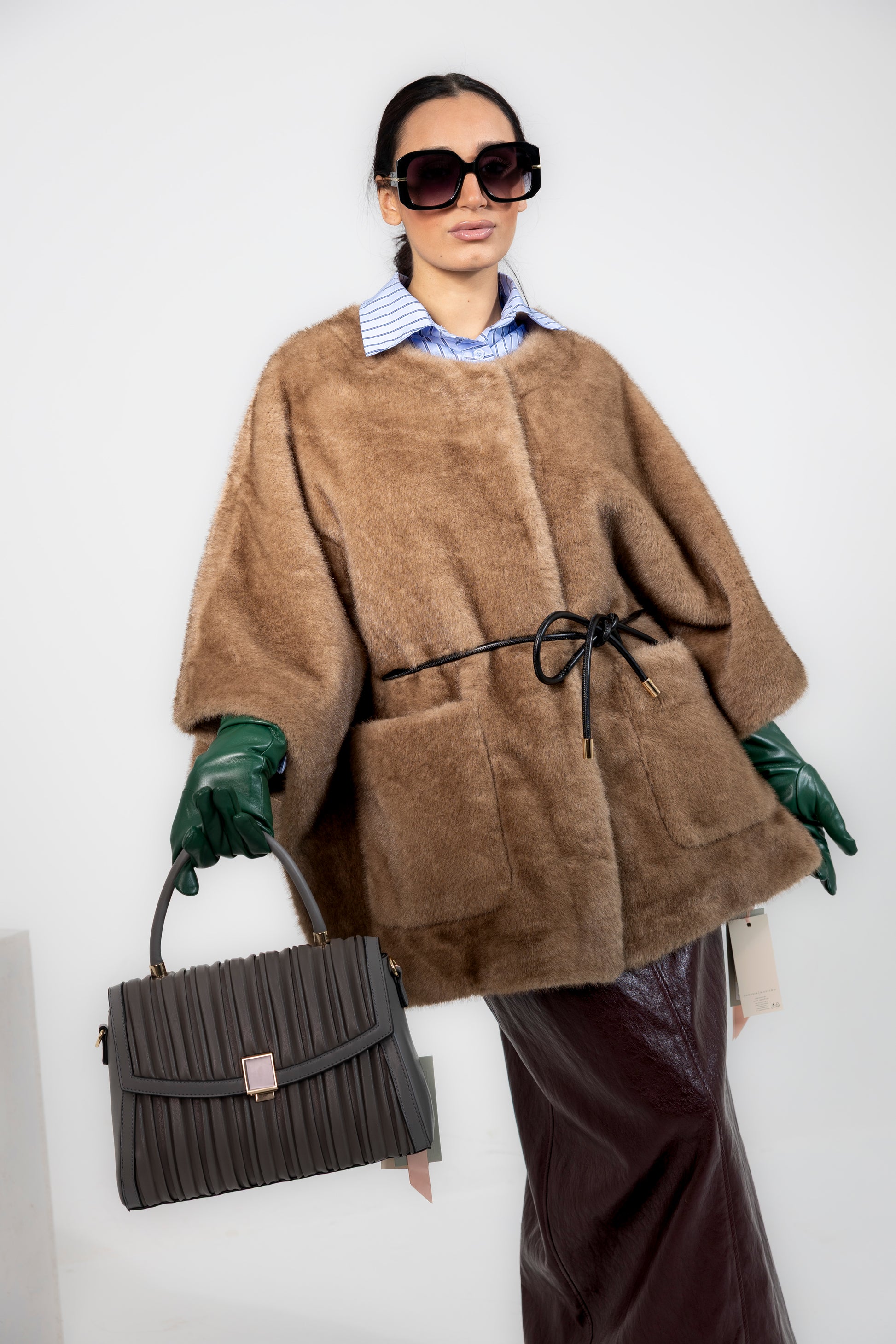 Cappa taupe, taglia unica, Alessia Massimo