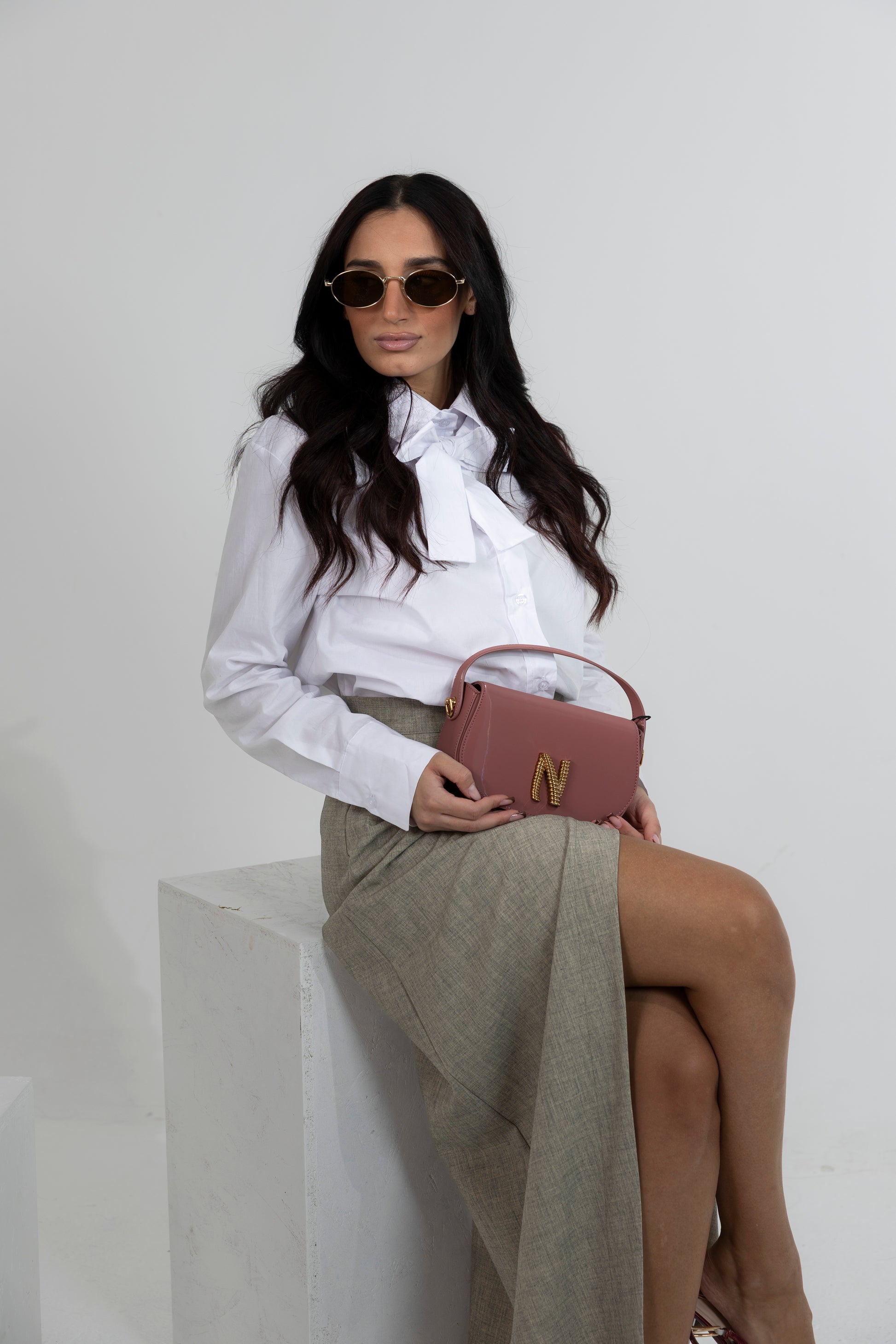 Borsetta in vernice rosa Nalì