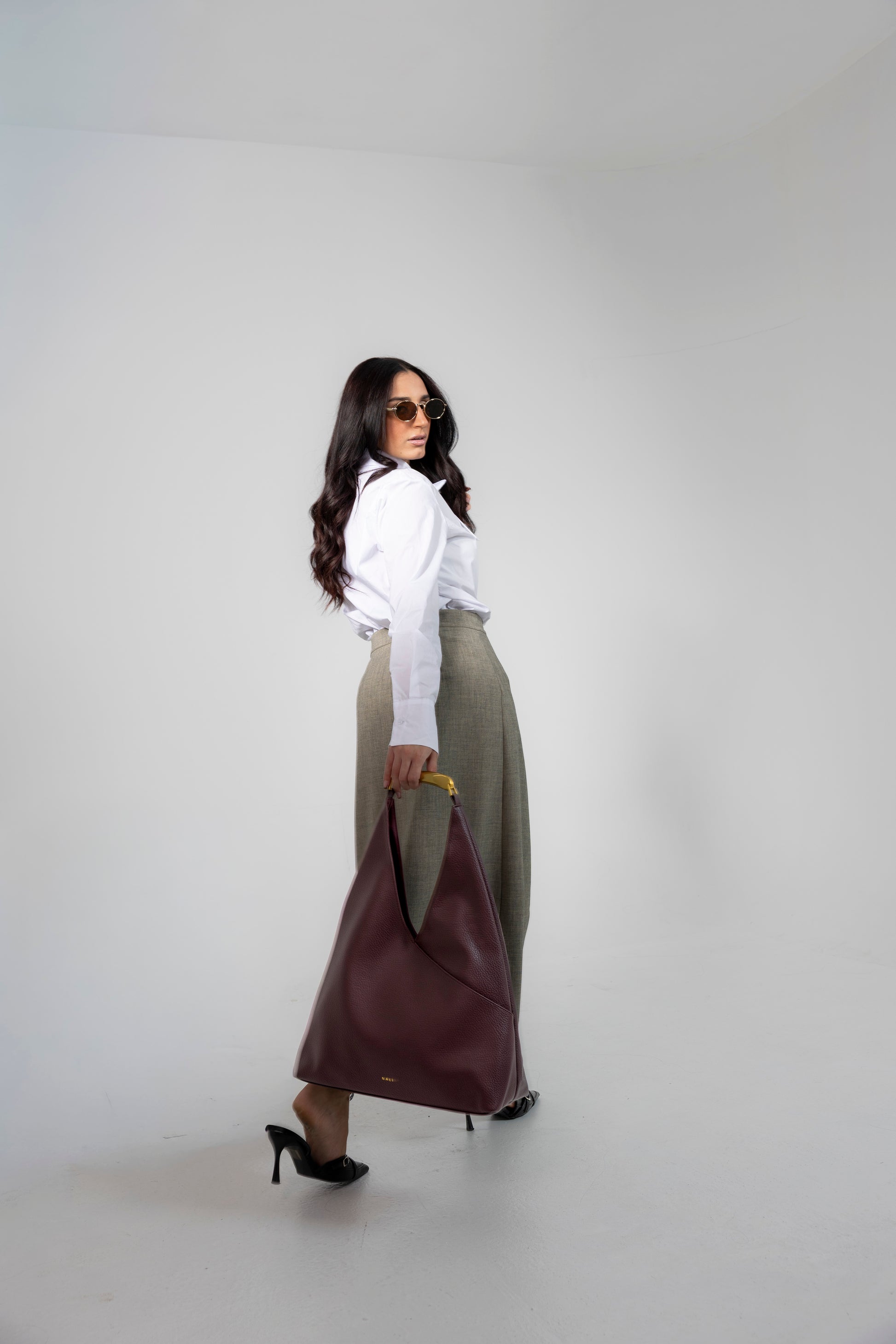 Borsa a spalla burgundy Nalì