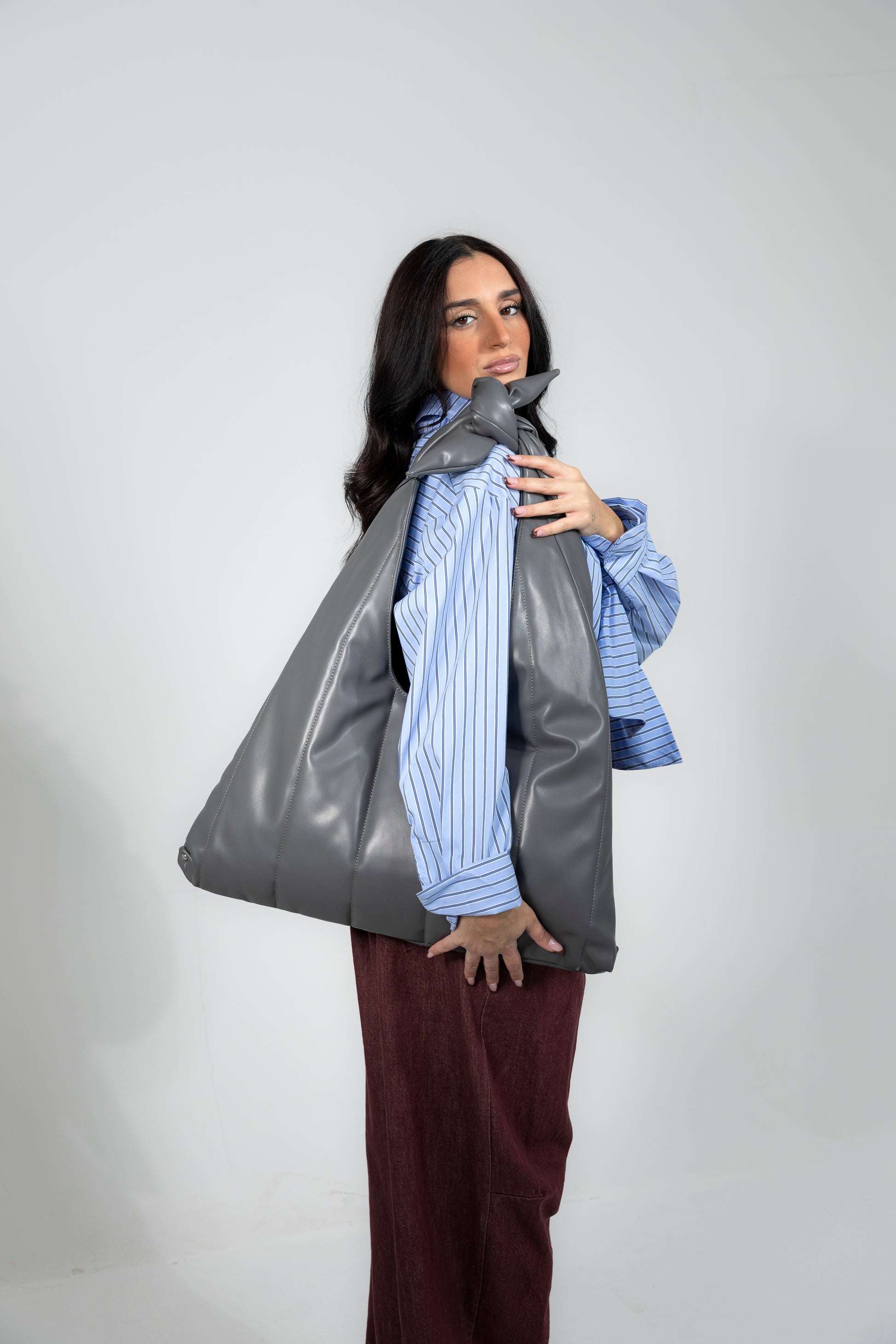 Borsa a spalla grigia Cièl