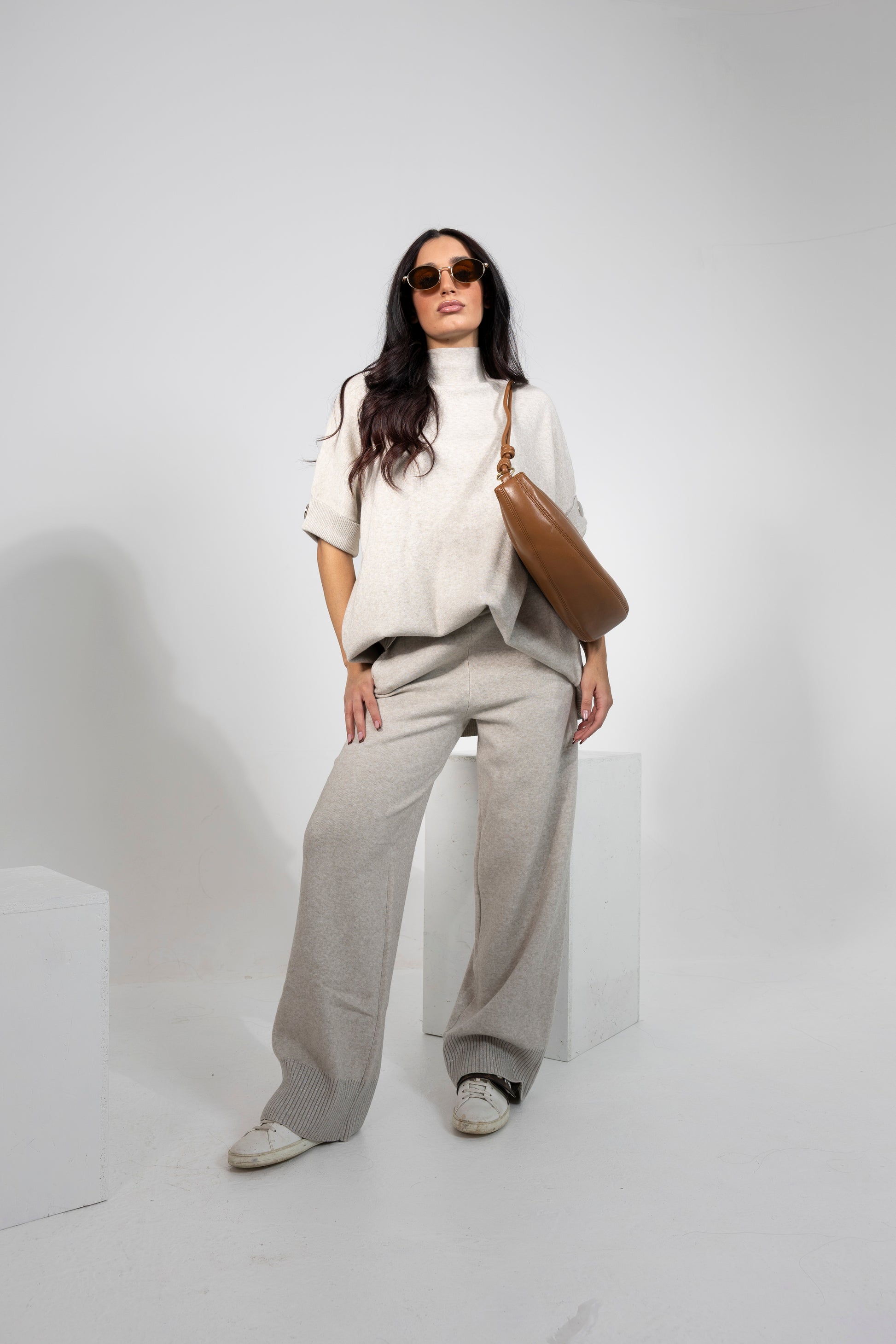 Pantaloni, taglia unica, tortora Alessia Massimo