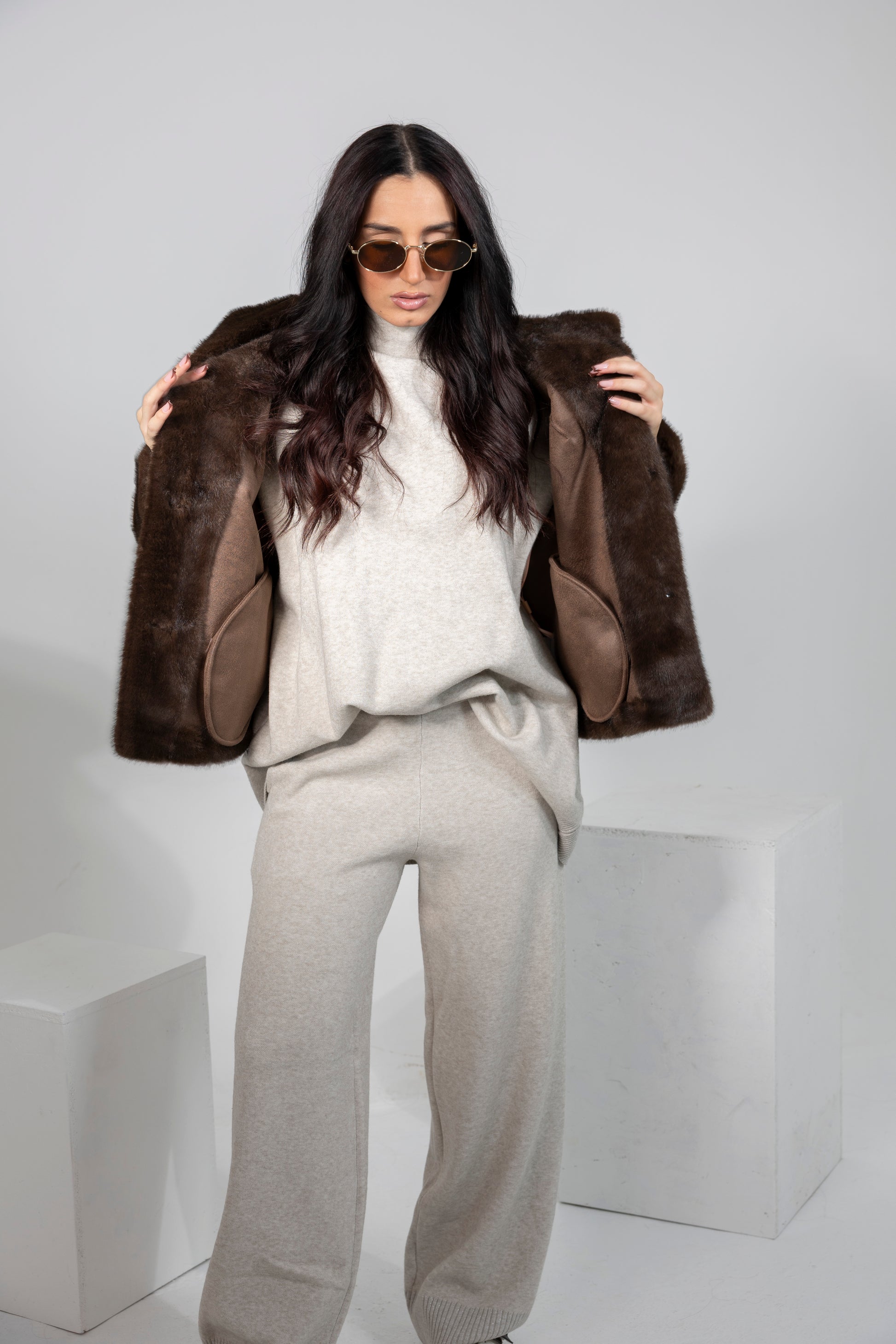 Giubbino caffè con cappuccio Saiph