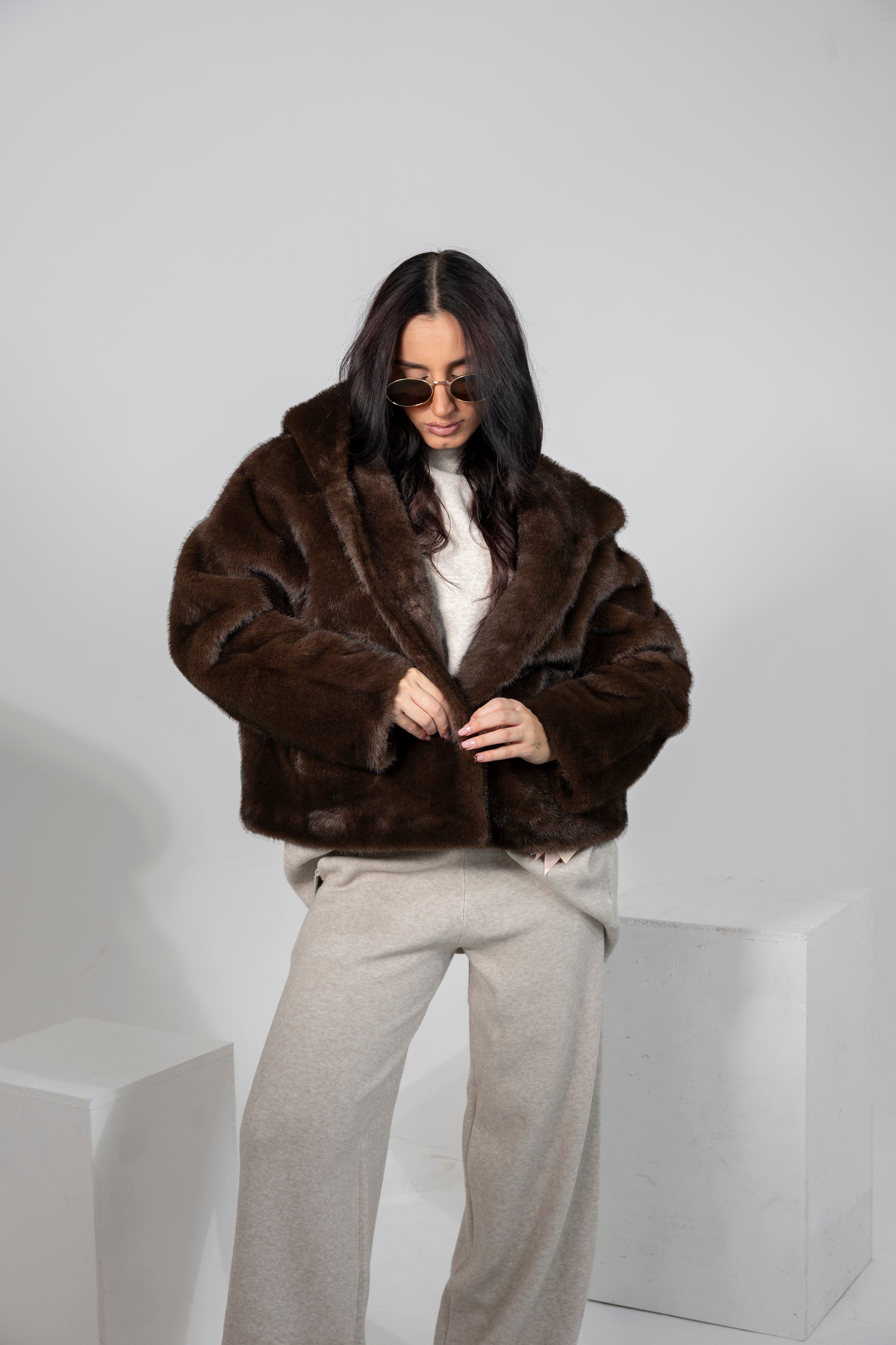 Giubbino caffè con cappuccio Saiph