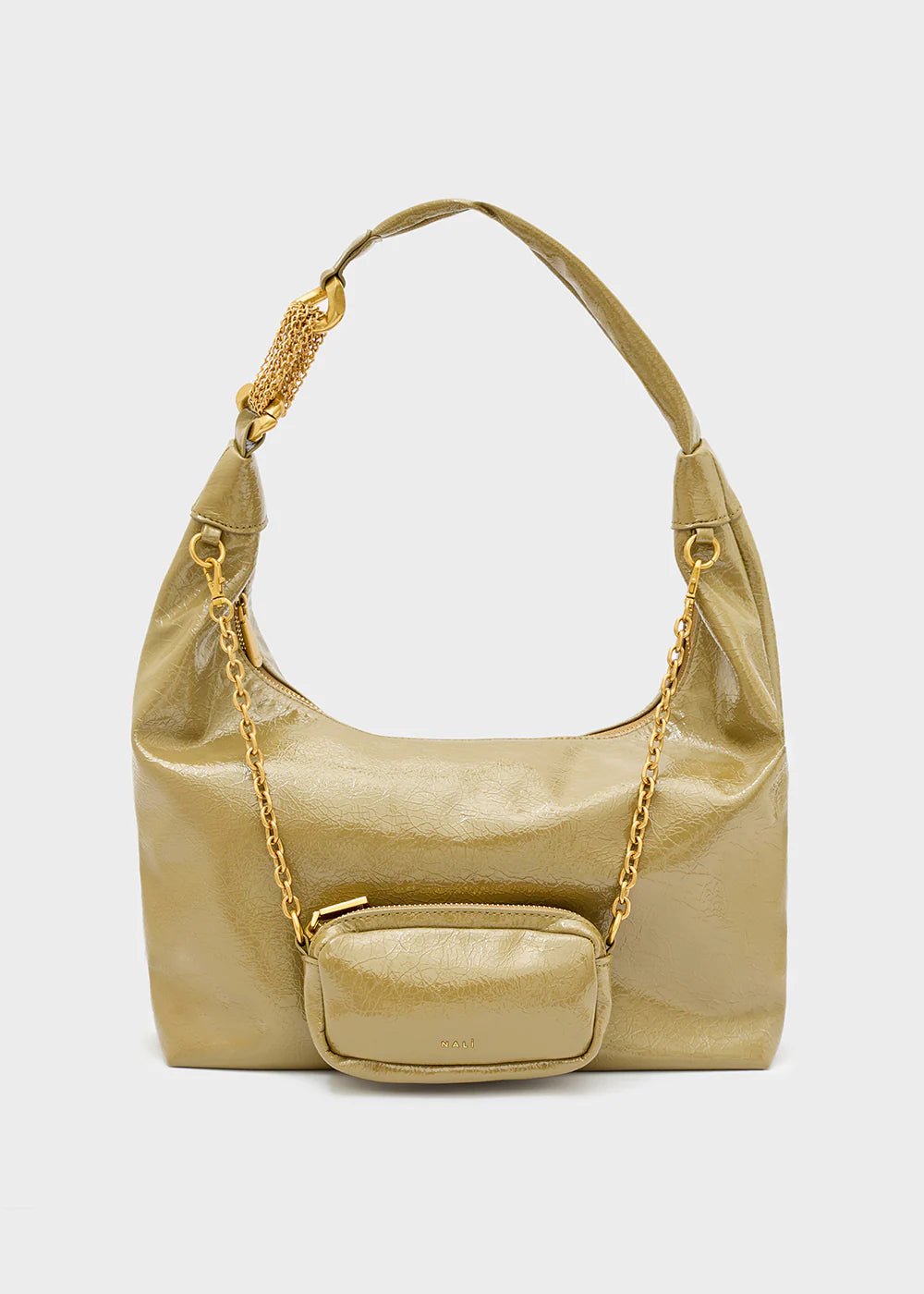 Borsa in vernice verde oliva Nalì