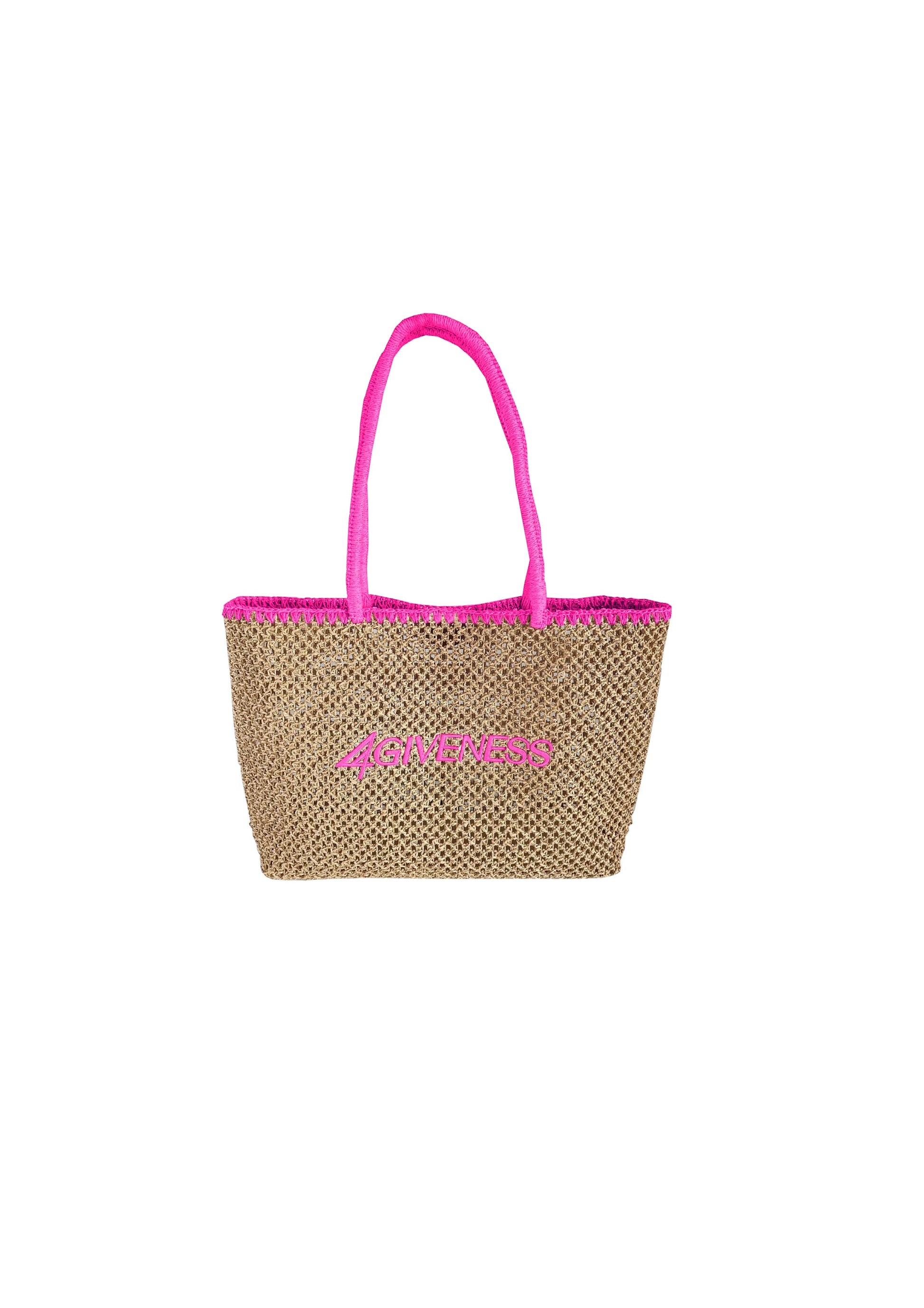 Borsa Mare Naturale con Manici Rosa Fluo 4GIVENESS