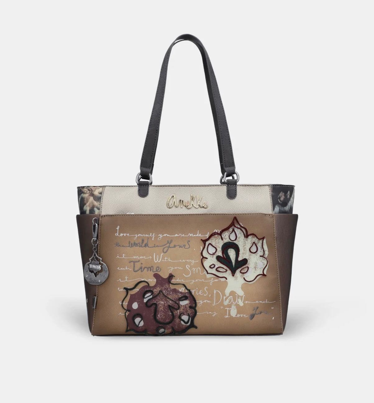 Borsa a spalla fantasia marrone Anekke