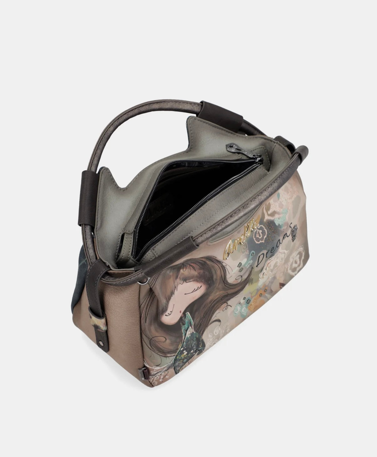 Borsa a mano fantasia marrone/grigio Anekke
