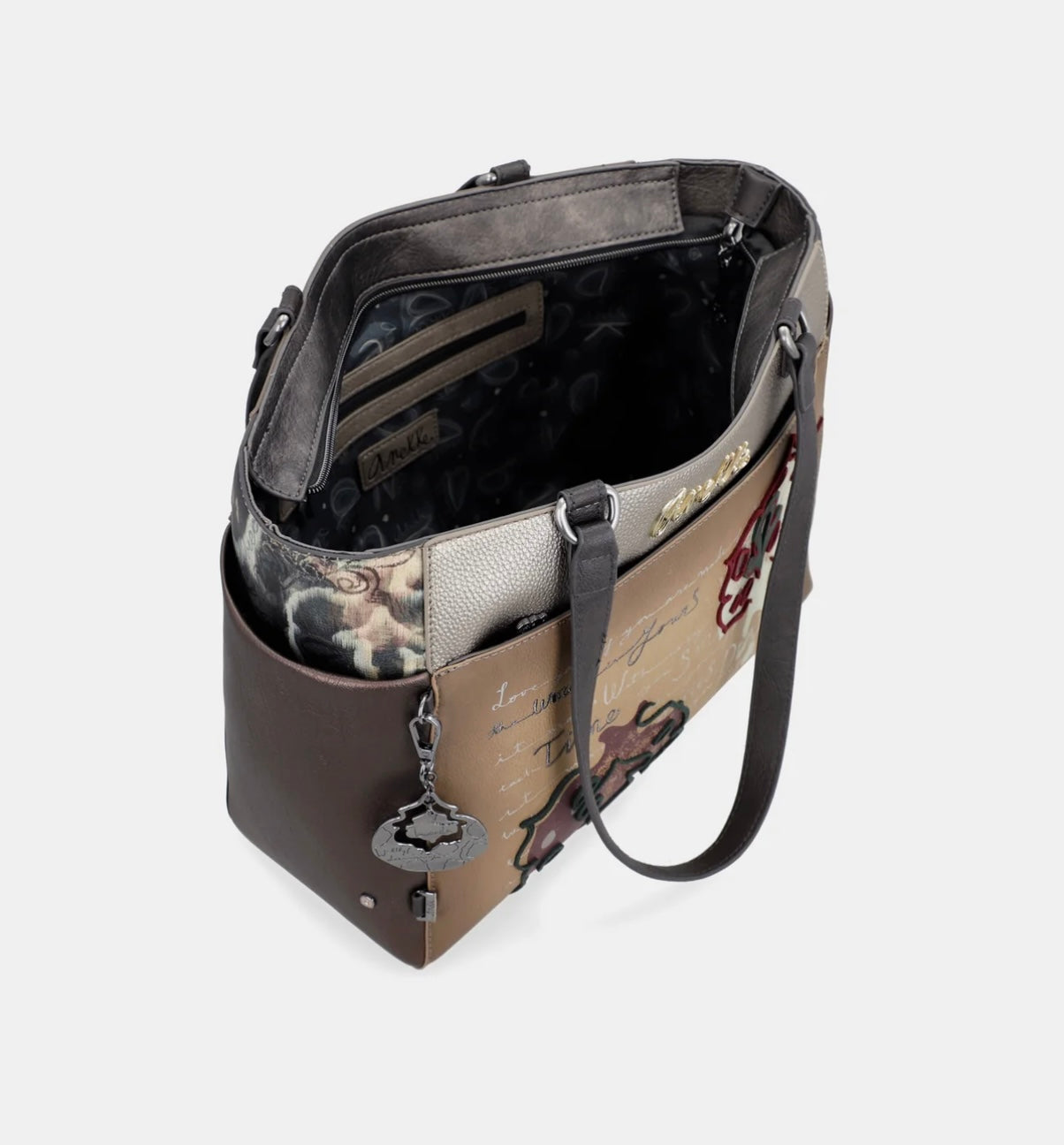 Borsa a spalla fantasia marrone Anekke