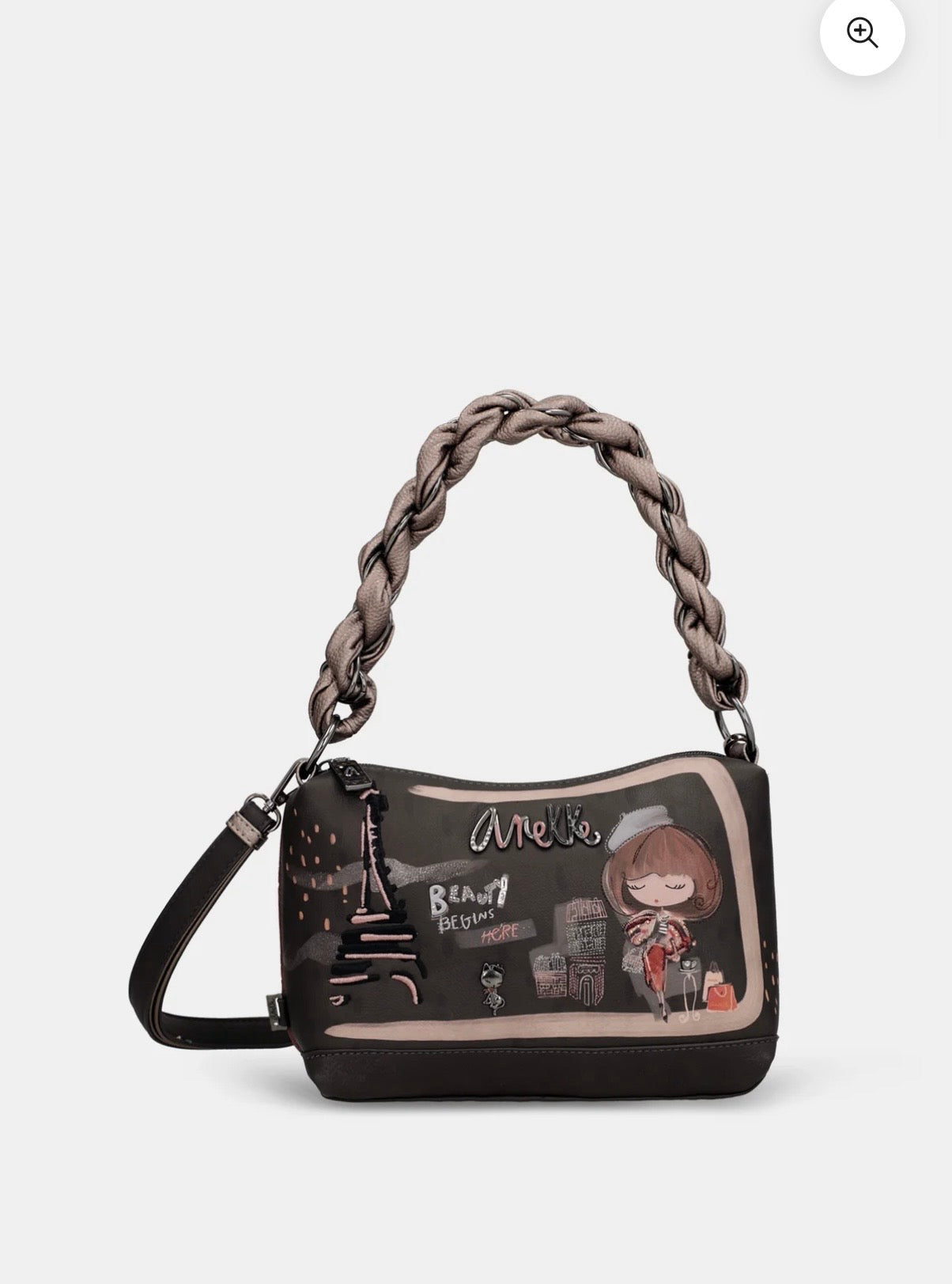 Borsa a fantasia marrone/testa di moro Anekke