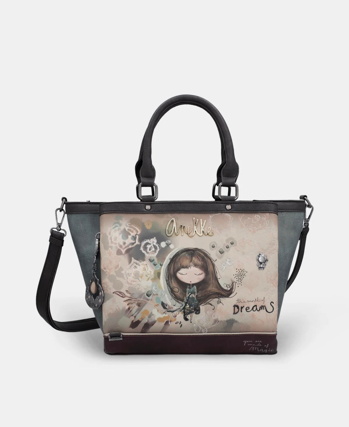 Borsa shopper fantasia beige/grigio Anekke