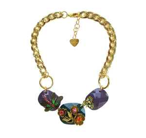 Collana girocollo viola/verde Dolman