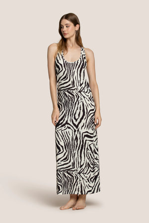 Abito Lungo Animalier Stile Zebra