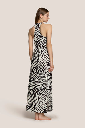 Abito Lungo Animalier Stile Zebra