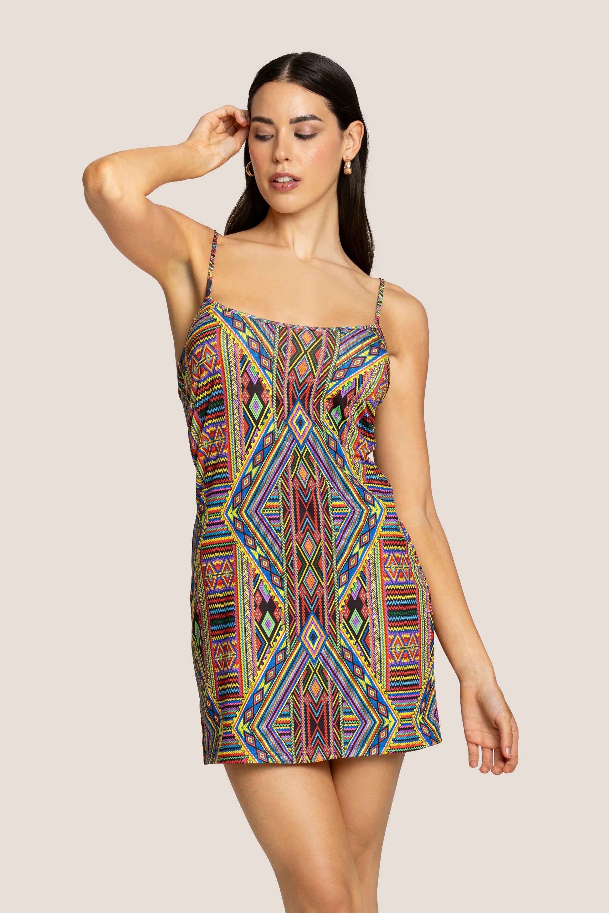 Mini Abito Multicolor con Spalline Sottili