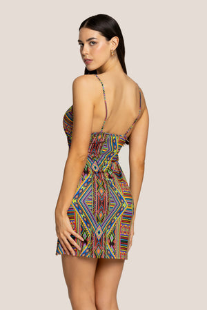 Mini Abito Multicolor con Spalline Sottili