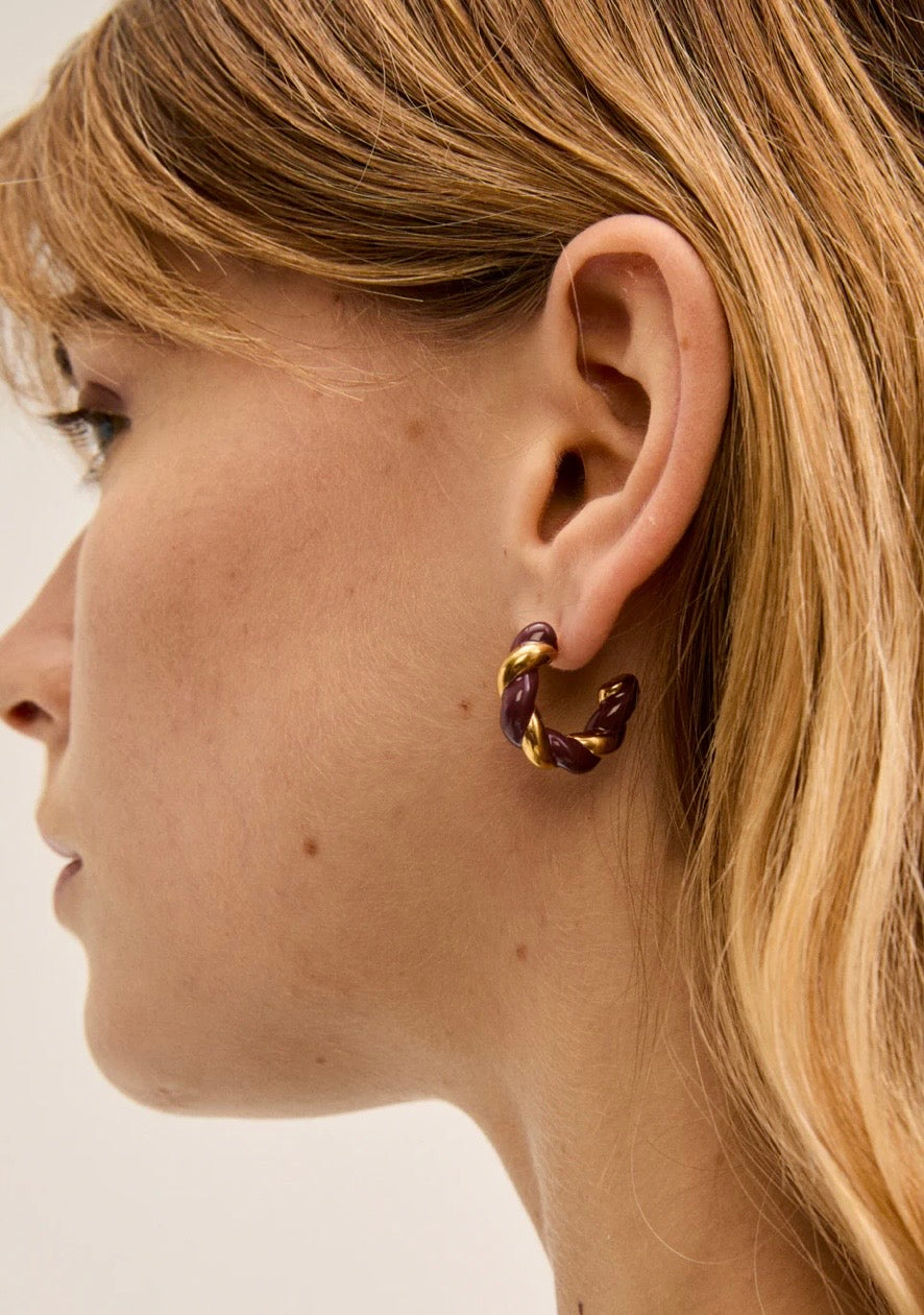Orecchini cerchio oro/vino Nalì