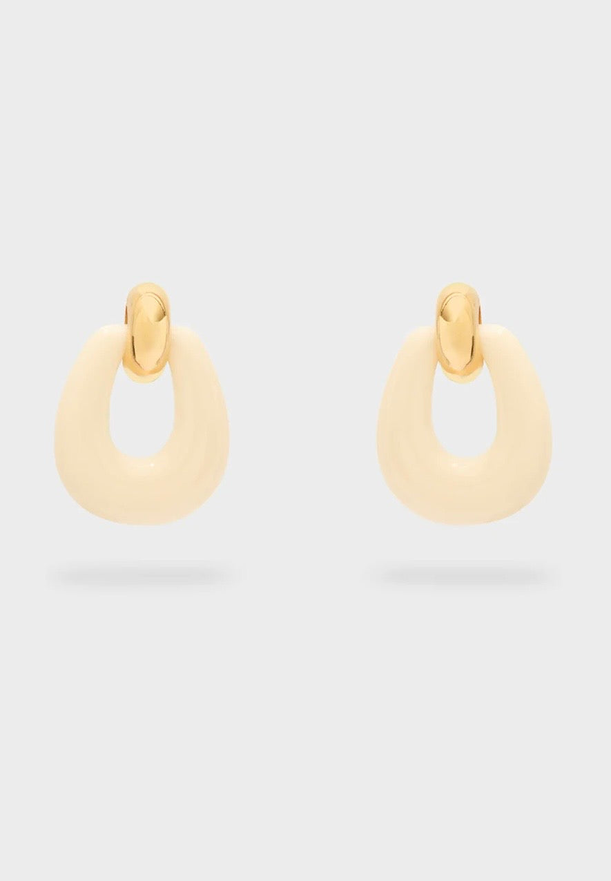 Orecchini ovali panna/oro Nalì