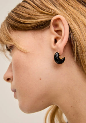 Orecchini semicerchio oro/nero Nalì
