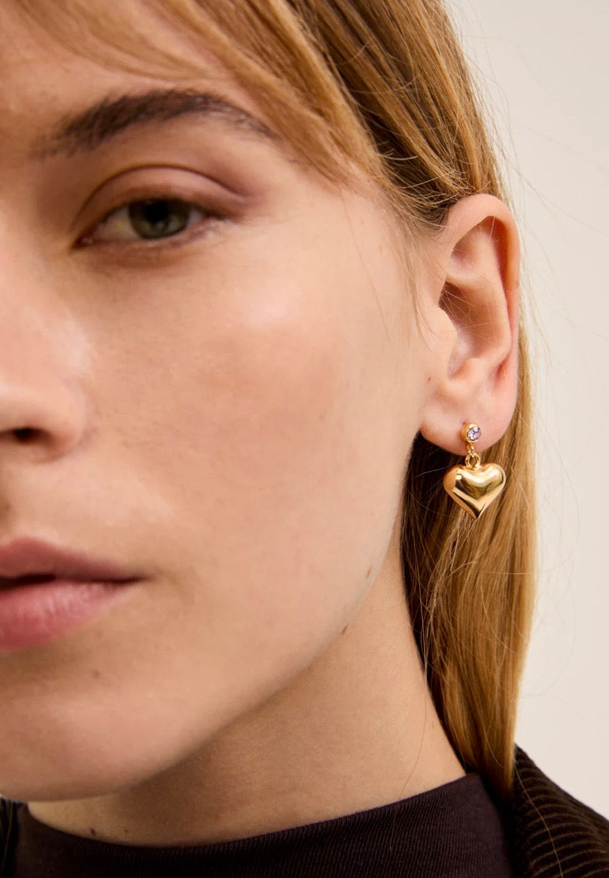 Orecchini cuori oro/viola Nalì