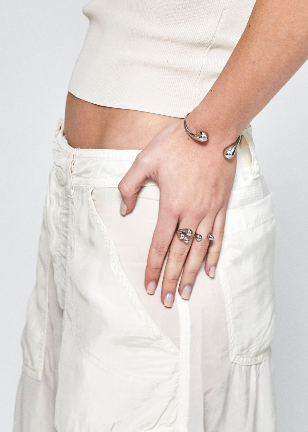 Bracciale Rigido Aperto in Metallo Silver