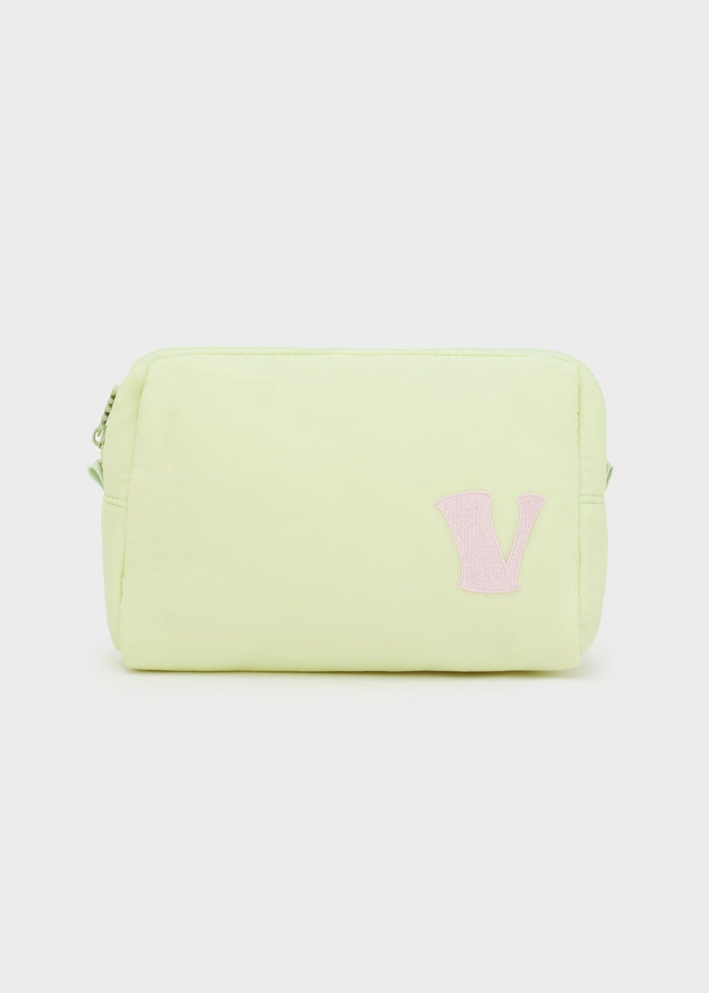 Beauty Case Verde Pastello con Iniziale Rosa
