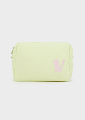 Beauty Case Verde Pastello con Iniziale Rosa