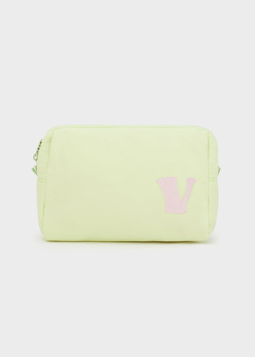 Beauty Case Verde Pastello con Iniziale Rosa