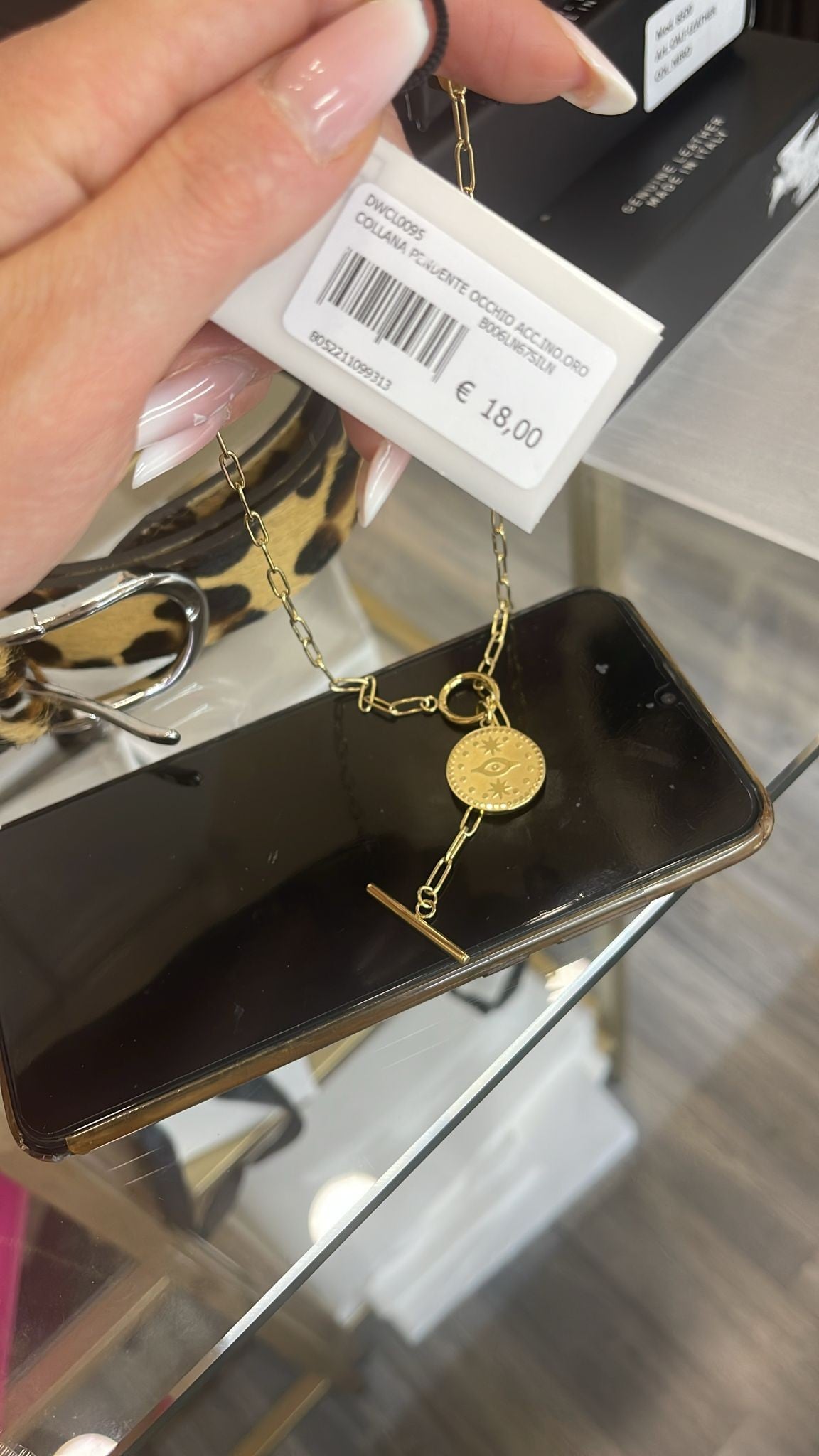 Collana con Ciondolo Occhio Dorato